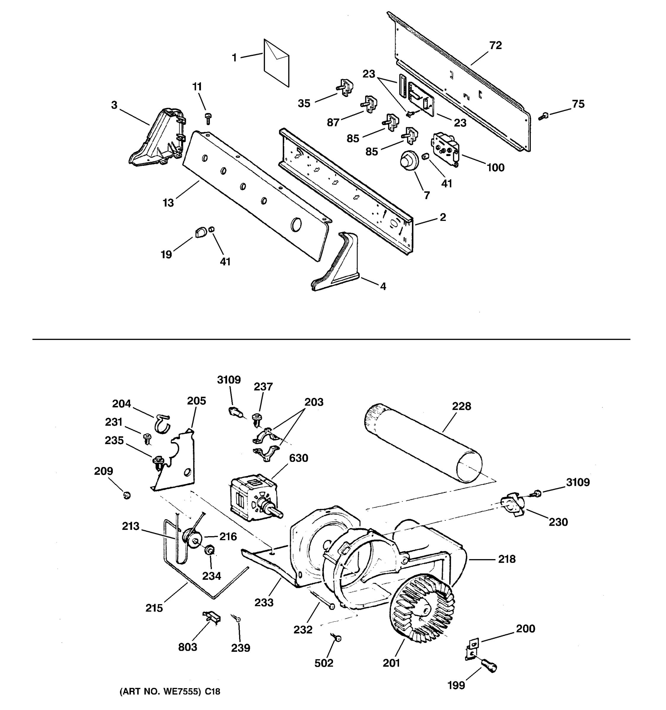 BACKSPLASH, BLOWER & MOTOR ASSEMBLY