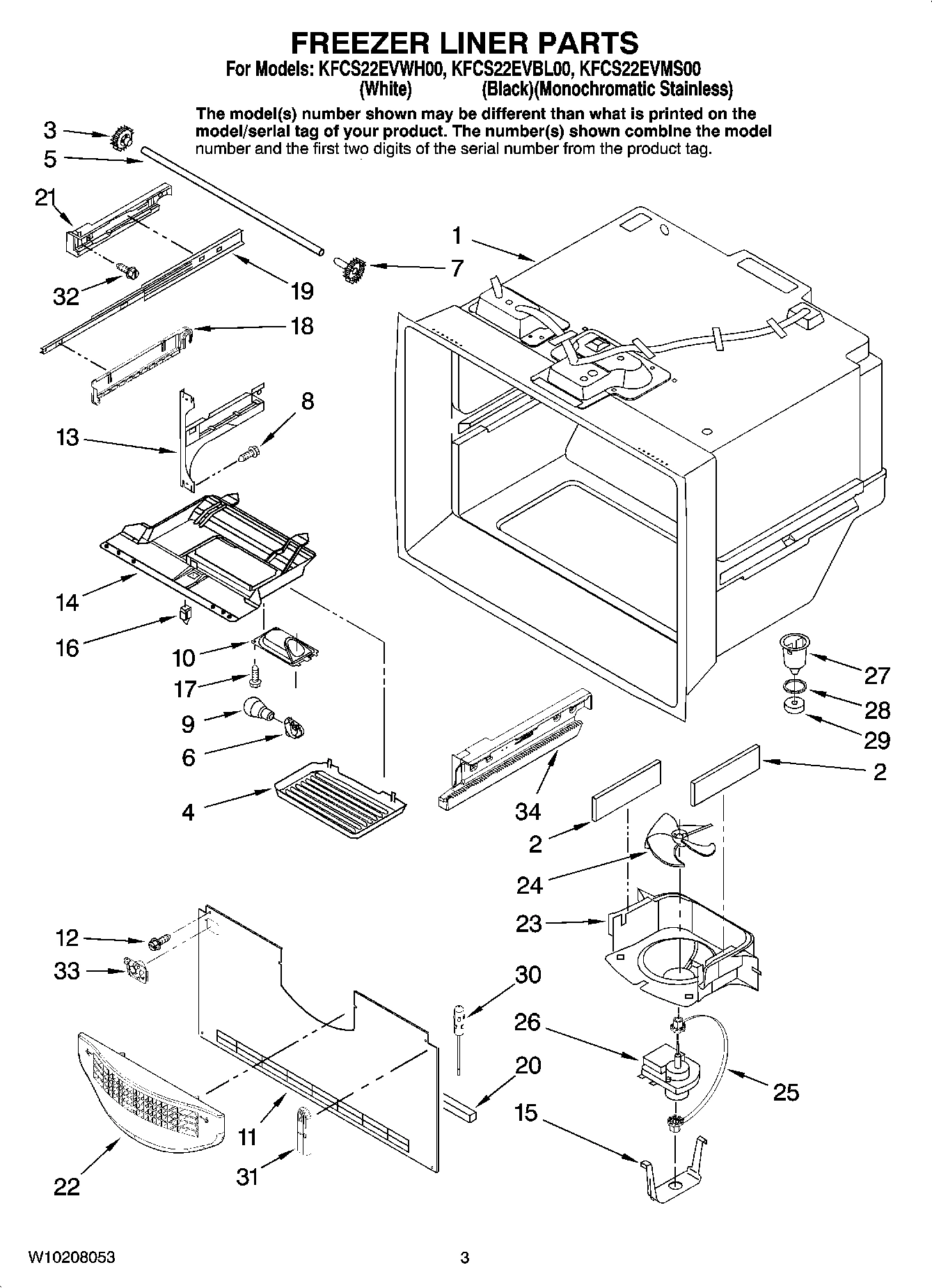 02 - FREEZER LINER PARTS