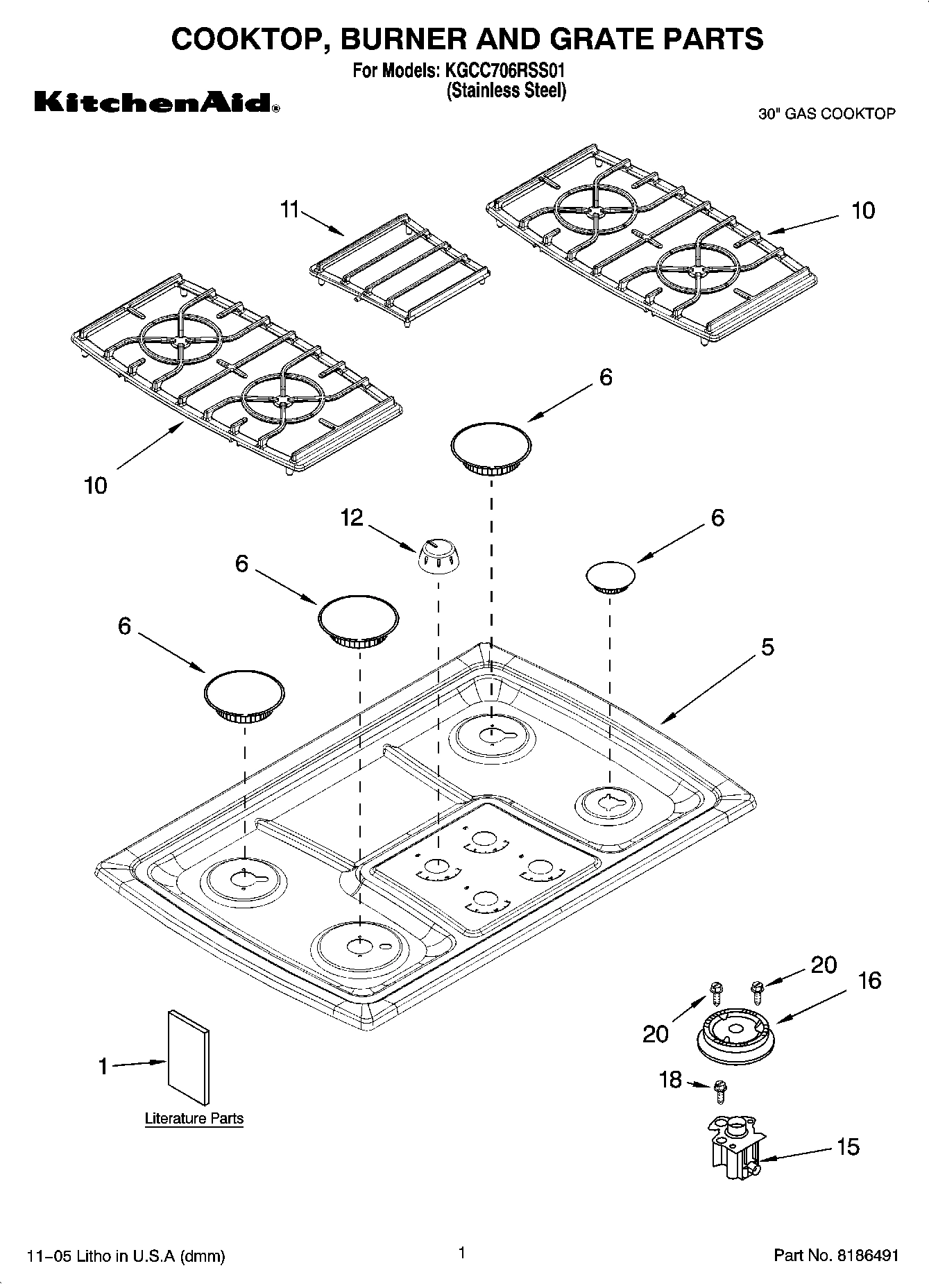 01 - COOKTOP, BURNER AND GRATE PARTS