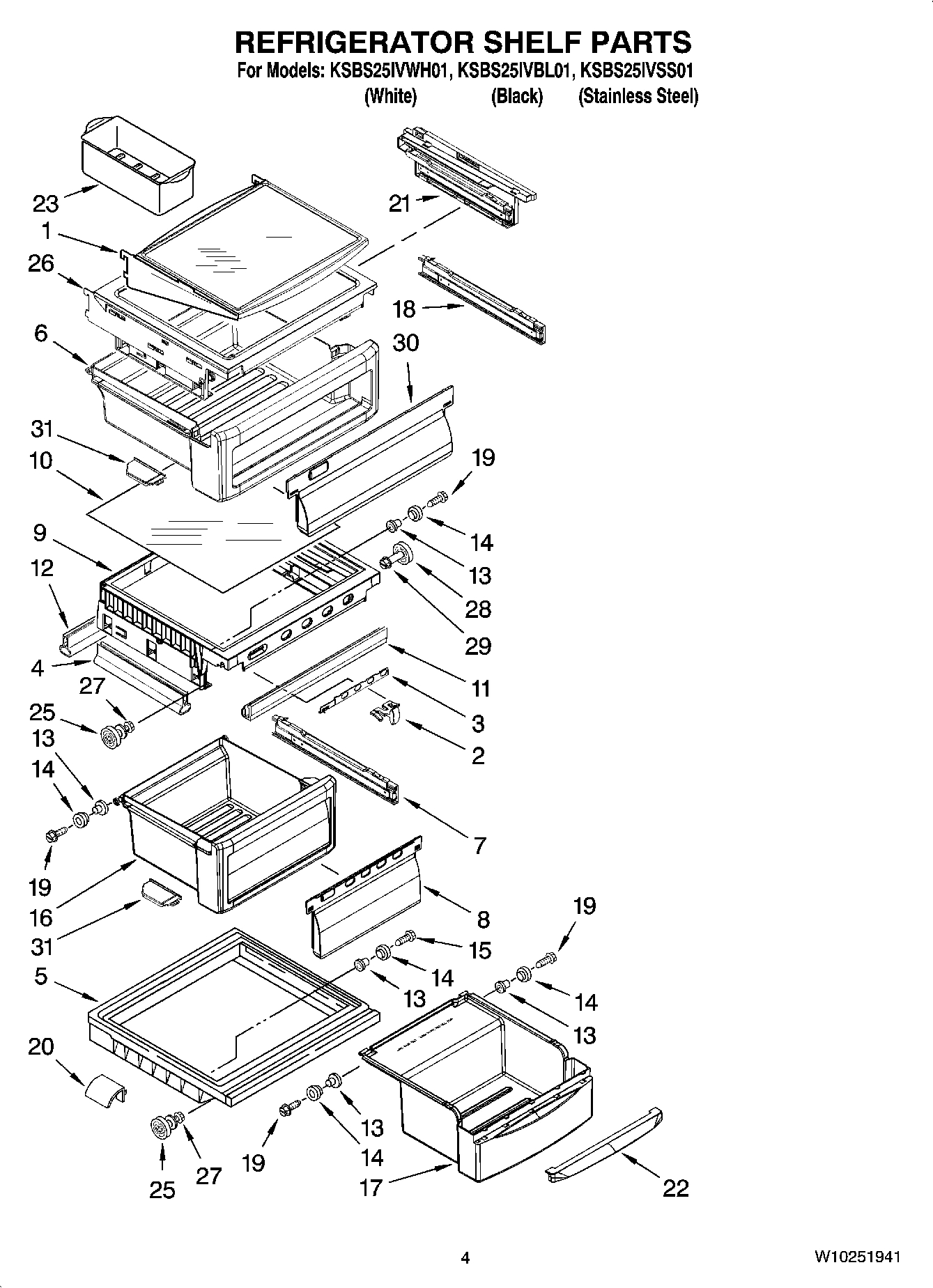 03 - REFRIGERATOR SHELF PARTS