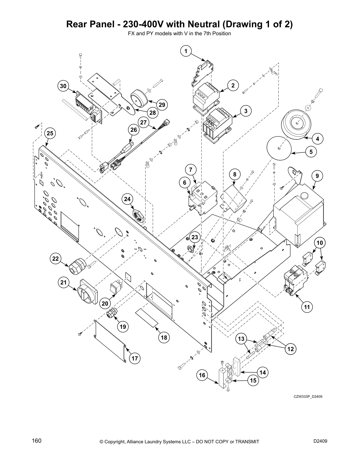 Rear Panel - 230-400V with Neutral (Drawing 1 of 2)