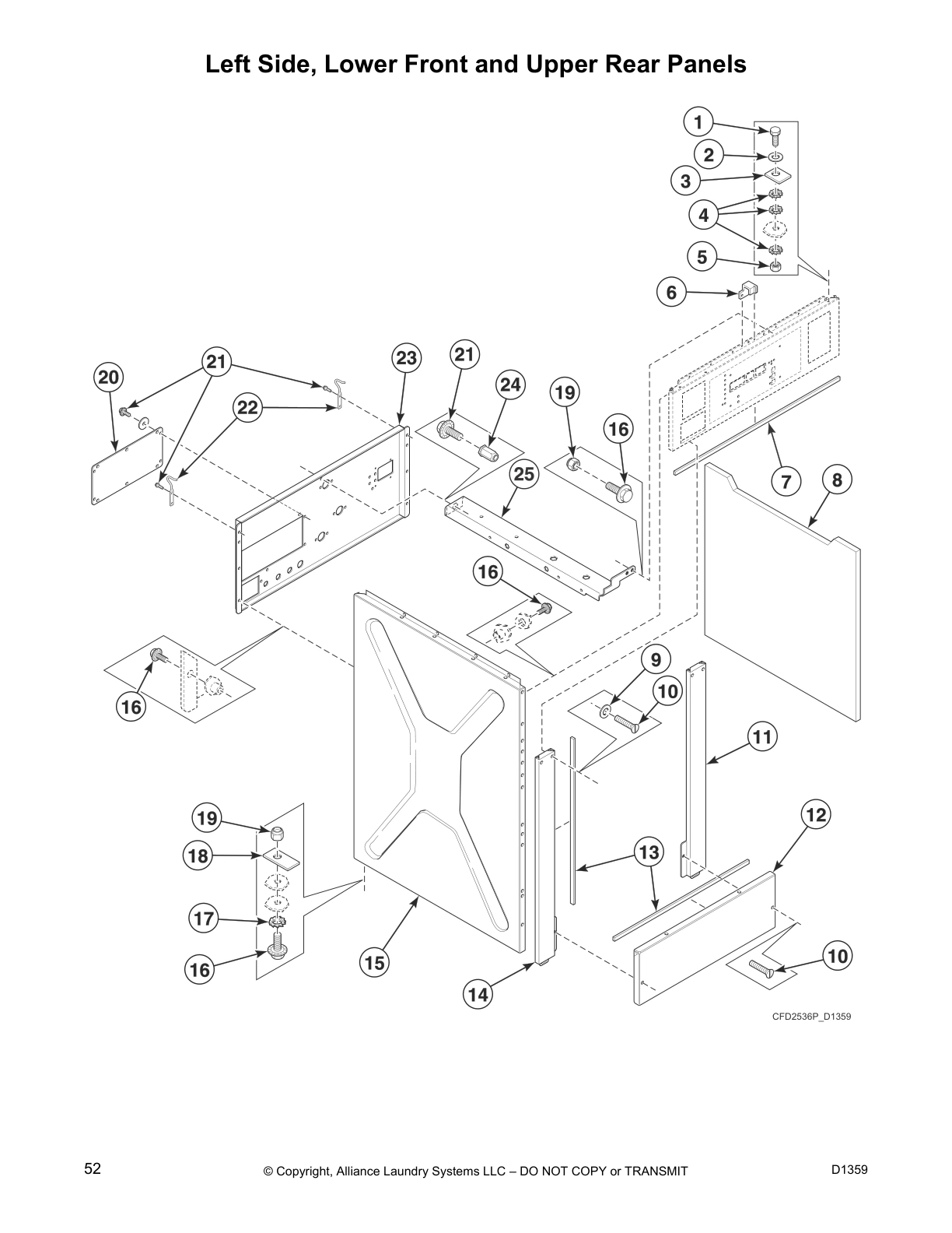 Left Side, Lower Front and Upper Rear Panels