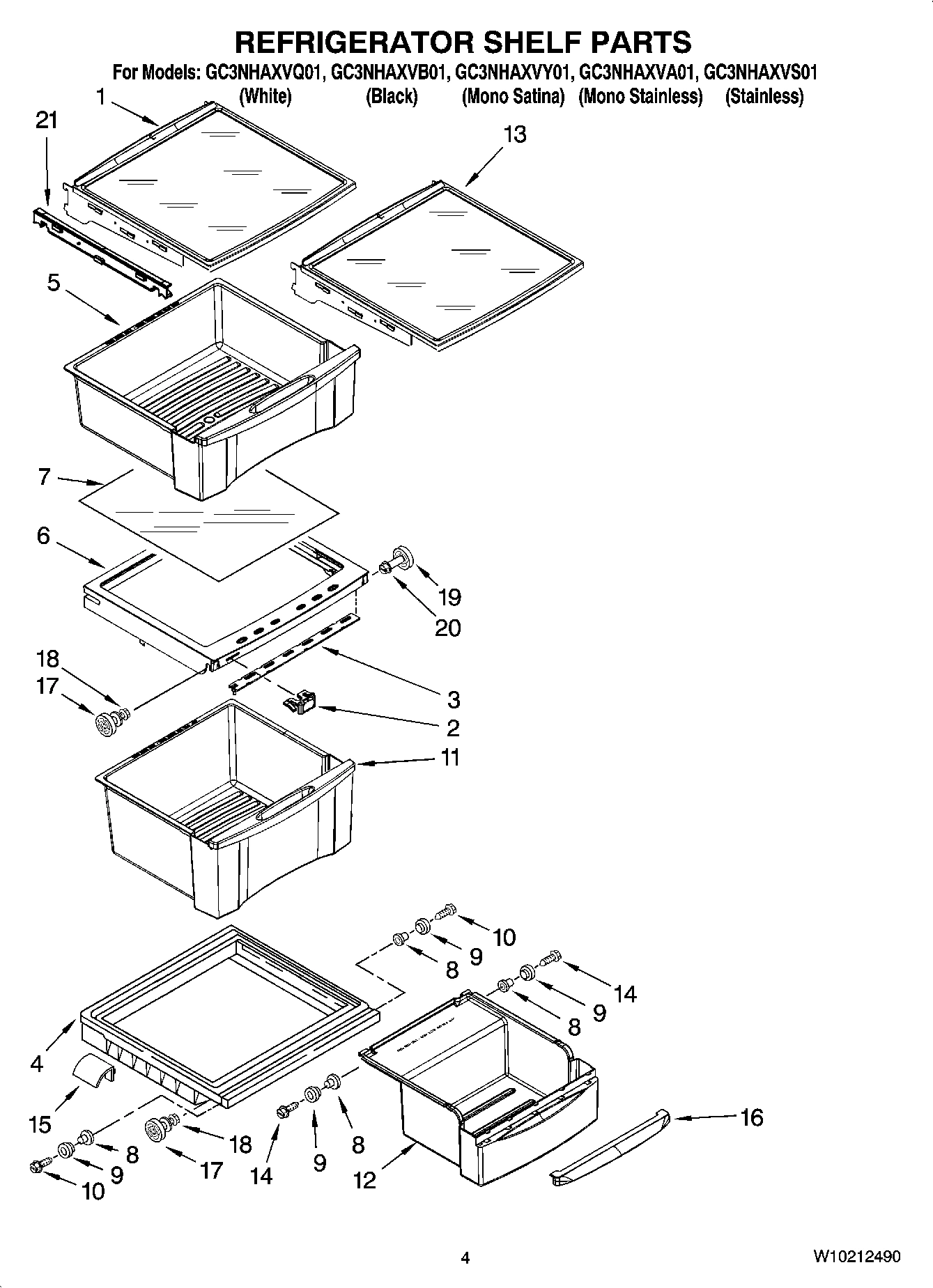 03 - REFRIGERATOR SHELF PARTS