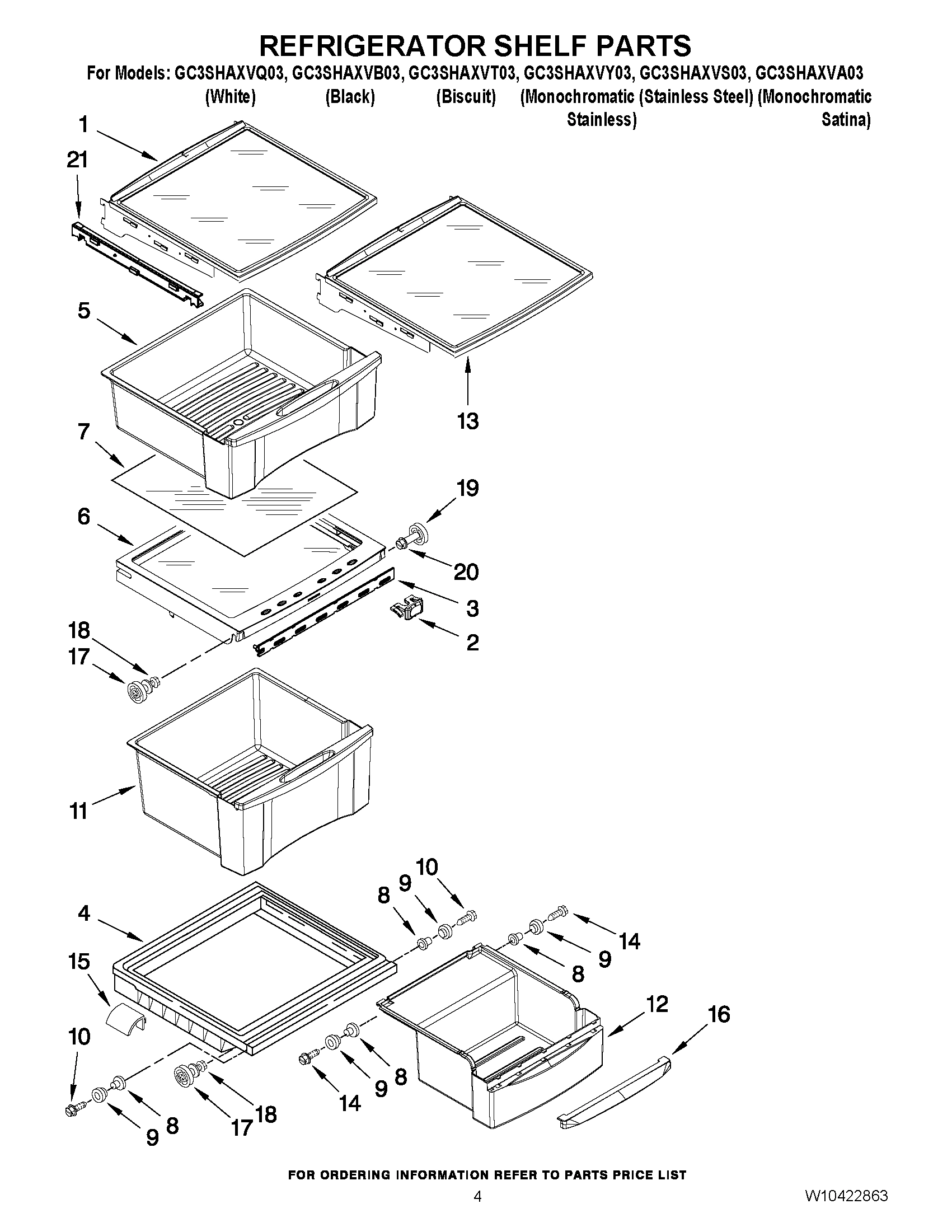 03 - REFRIGERATOR SHELF PARTS