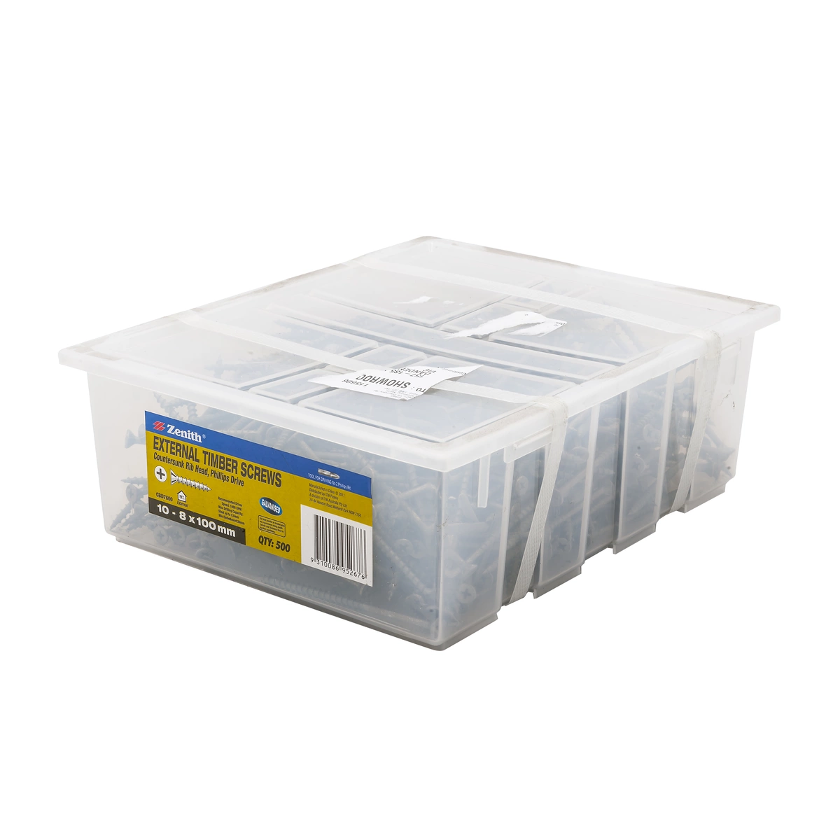 ZENITH® 10G x 100mm Galvanised, Phillips Drive, Timber Screws – External Use – 500 Pack