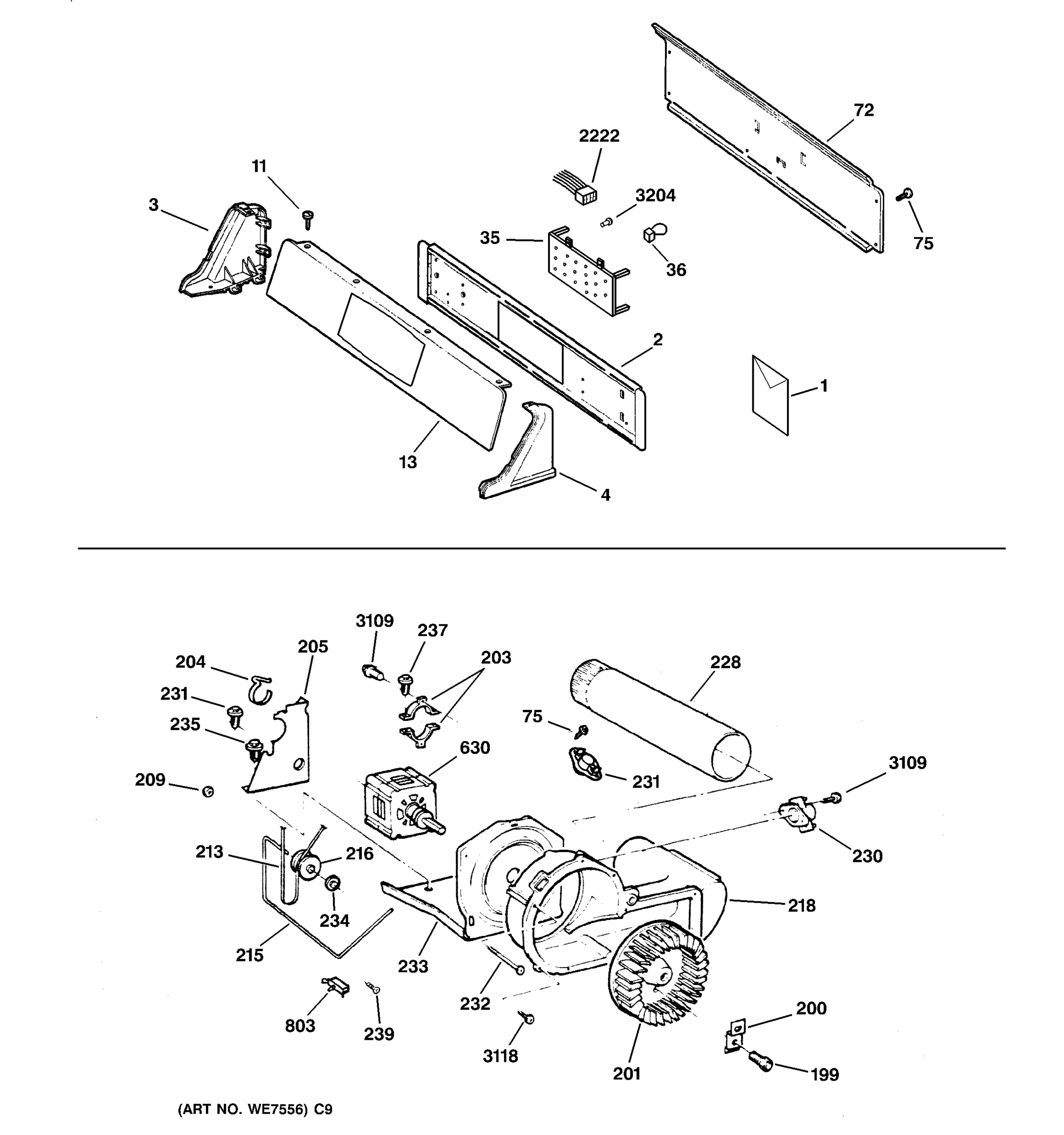 BACKSPLASH, BLOWER & MOTOR ASSEMBLY
