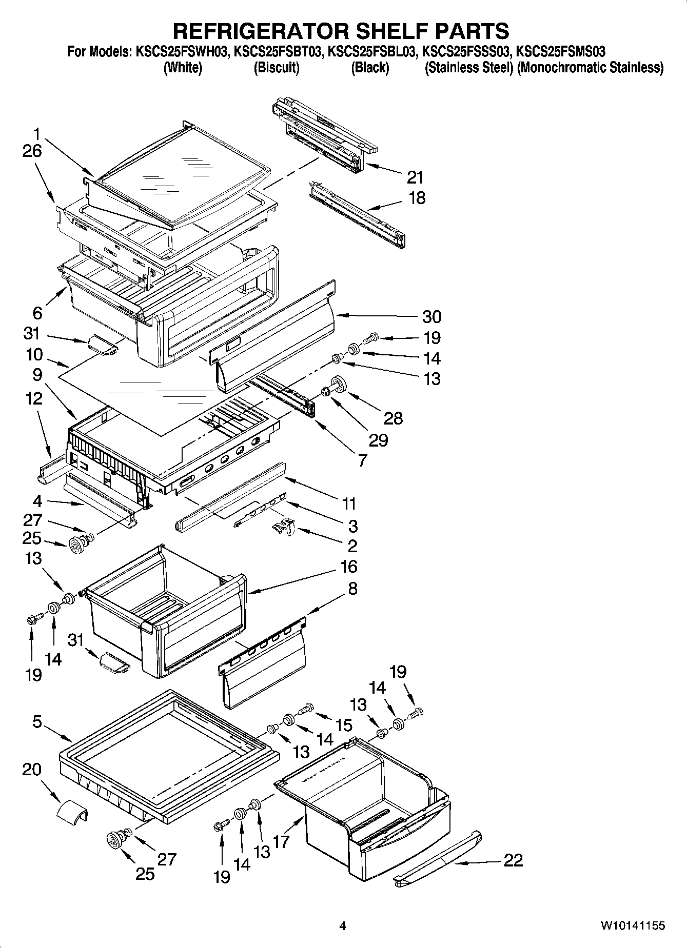 03 - REFRIGERATOR SHELF PARTS