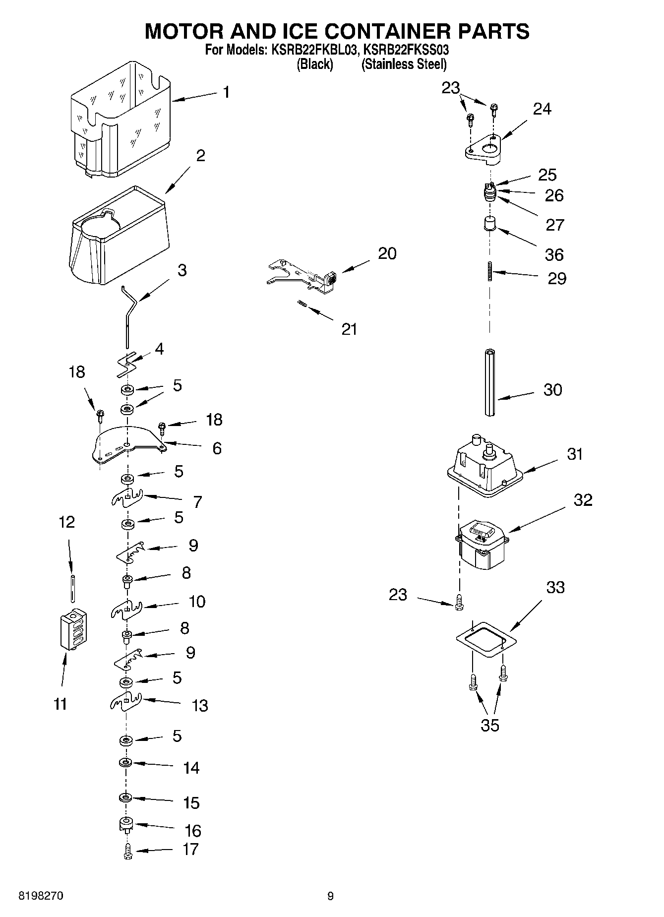 06 - MOTOR AND ICE CONTAINER PARTS