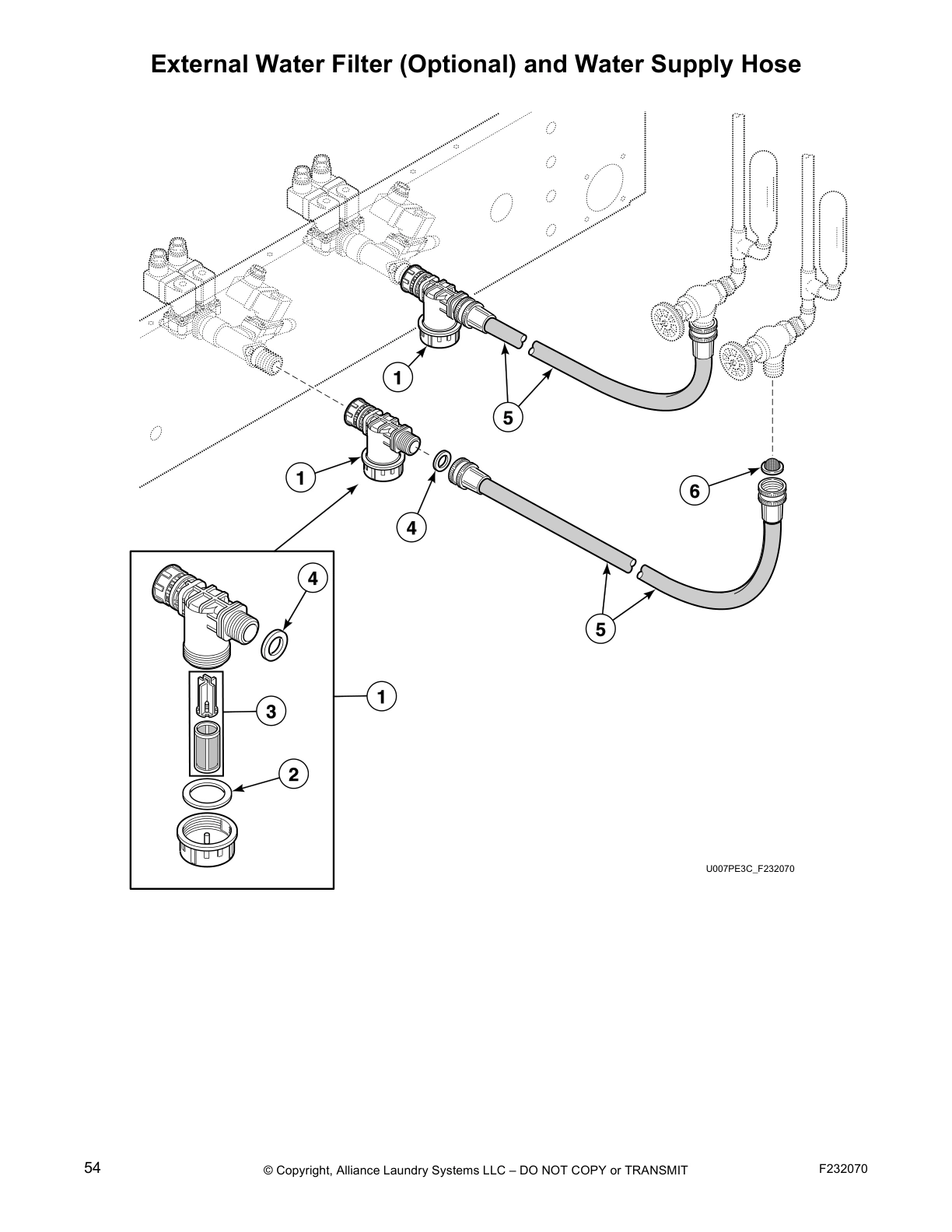 External Water Filter (Optional) and Water Supply Hose