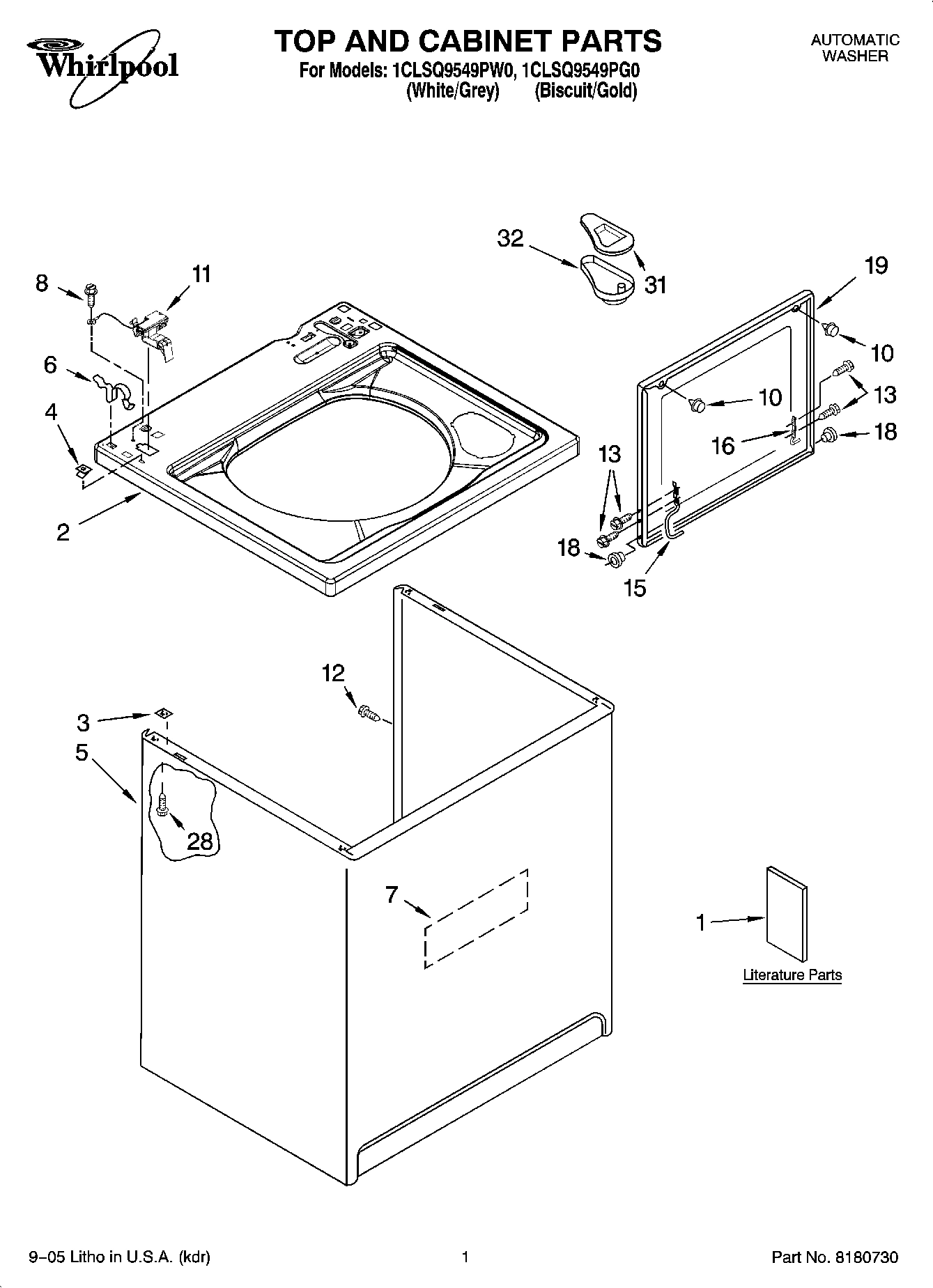 01 - TOP AND CABINET PARTS
