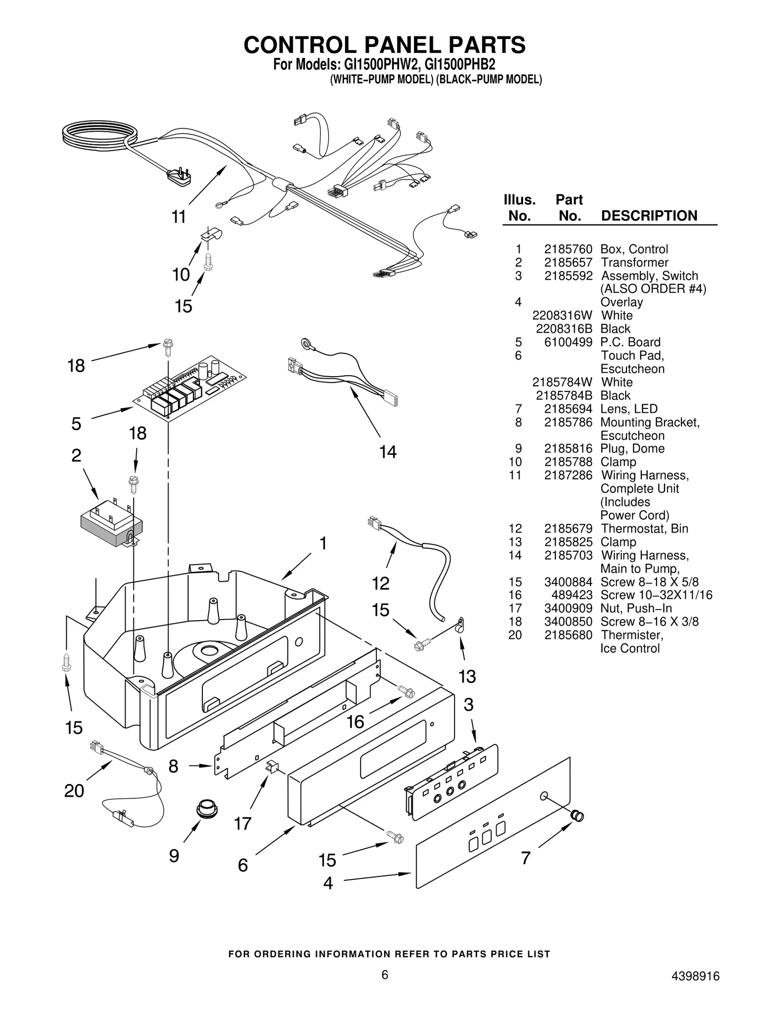 CONTROL PANEL PARTS