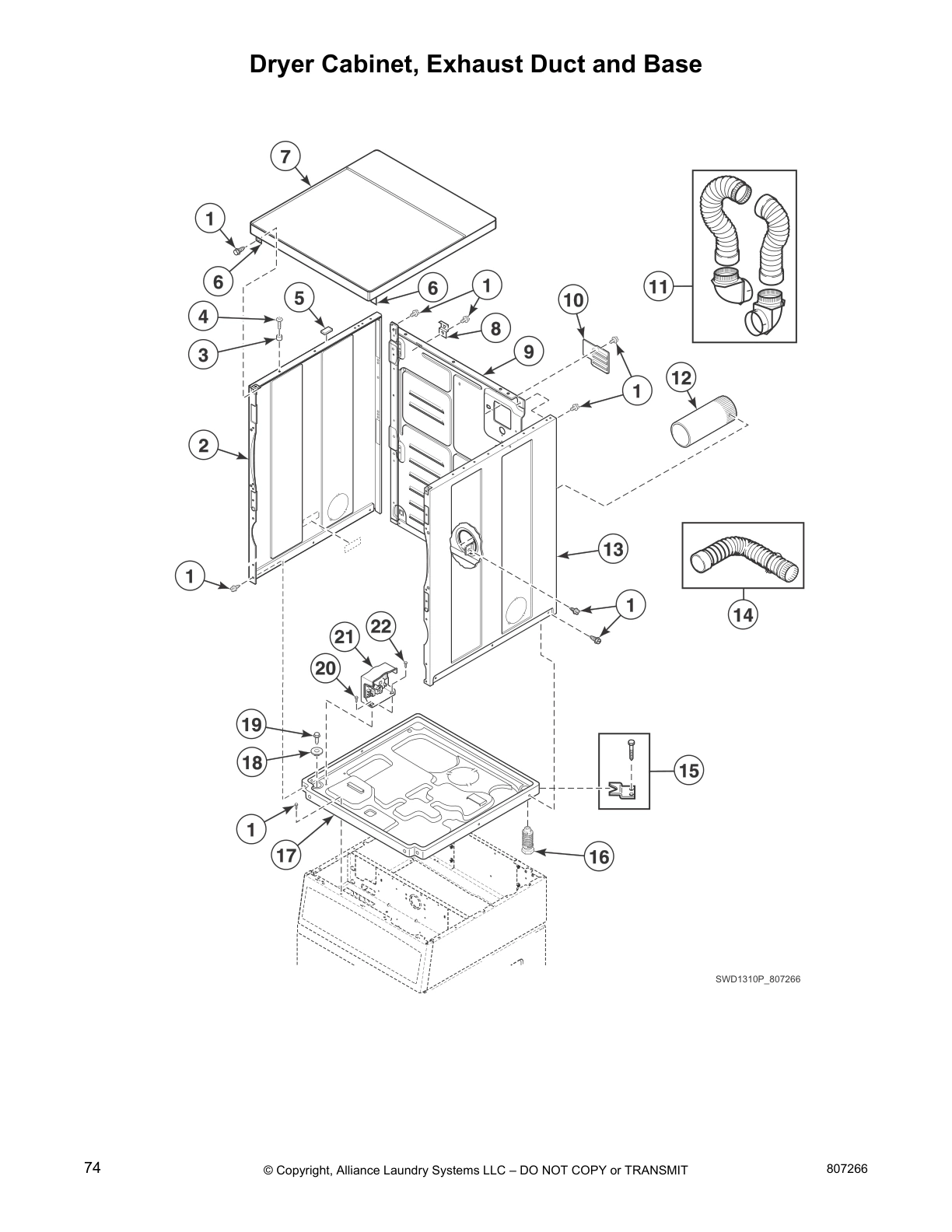 Dryer Cabinet, Exhaust Duct and Base