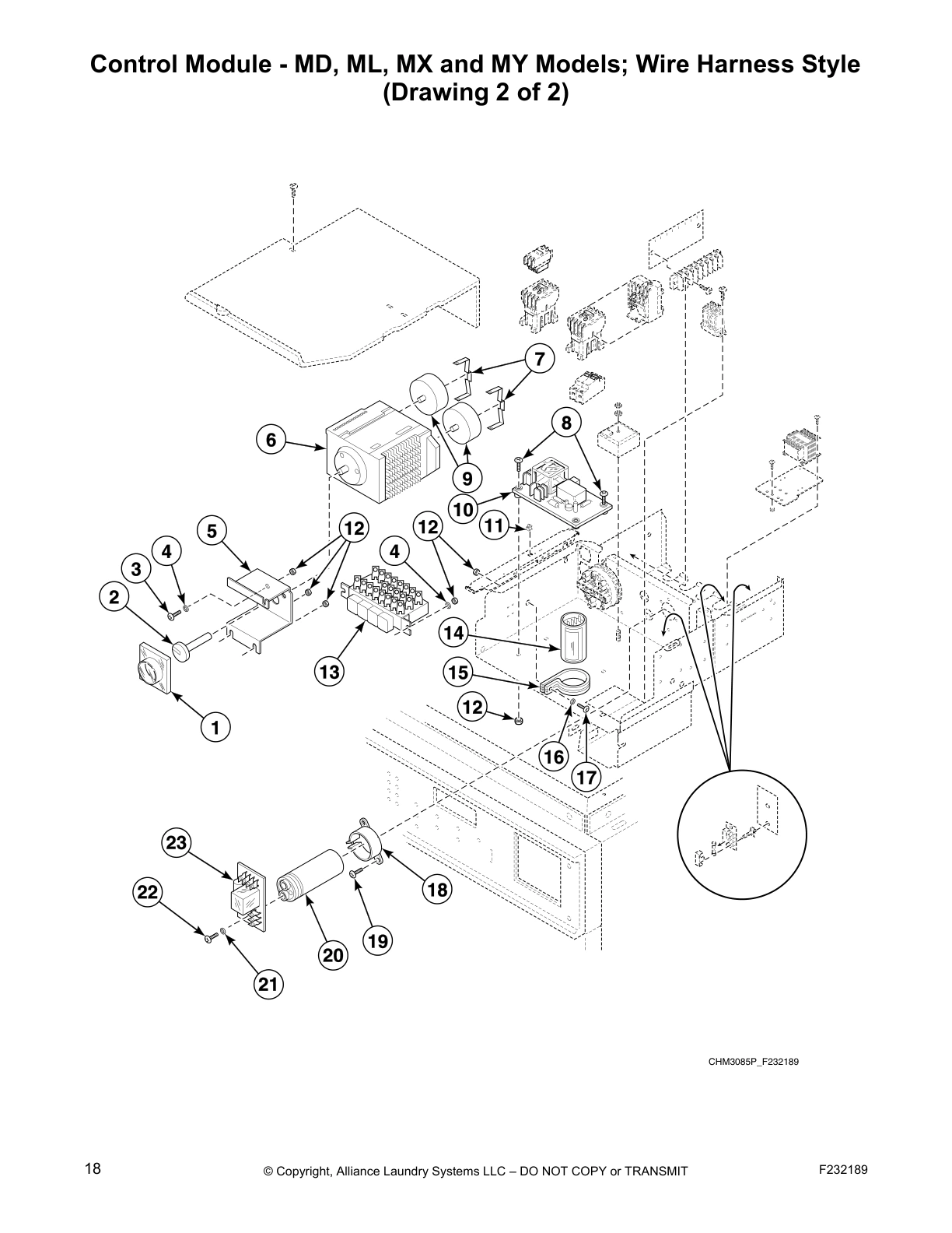 Control Module - MD, ML, MX and MY Models; Wire Harness Style
(Drawing 2 of 2)