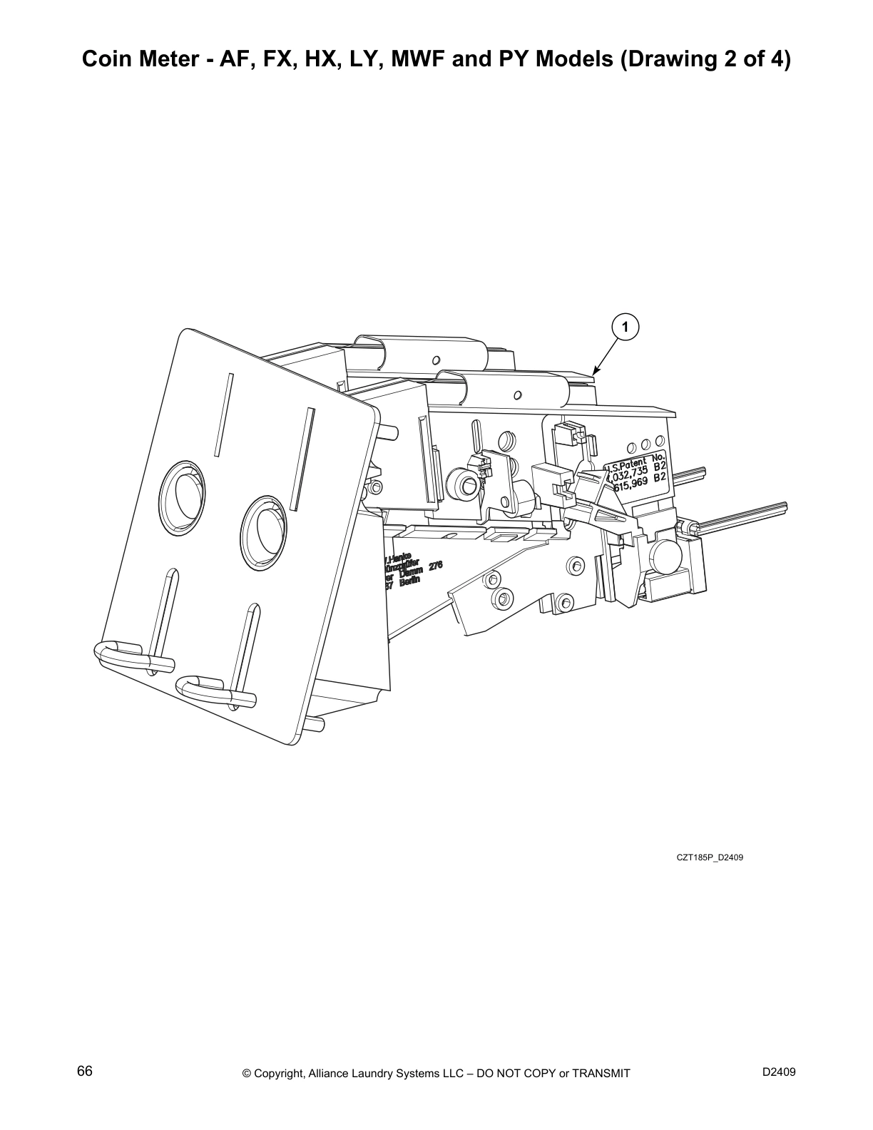 Coin Meter - AF, FX, HX, LY, MWF and PY Models (Drawing 2 of 4)