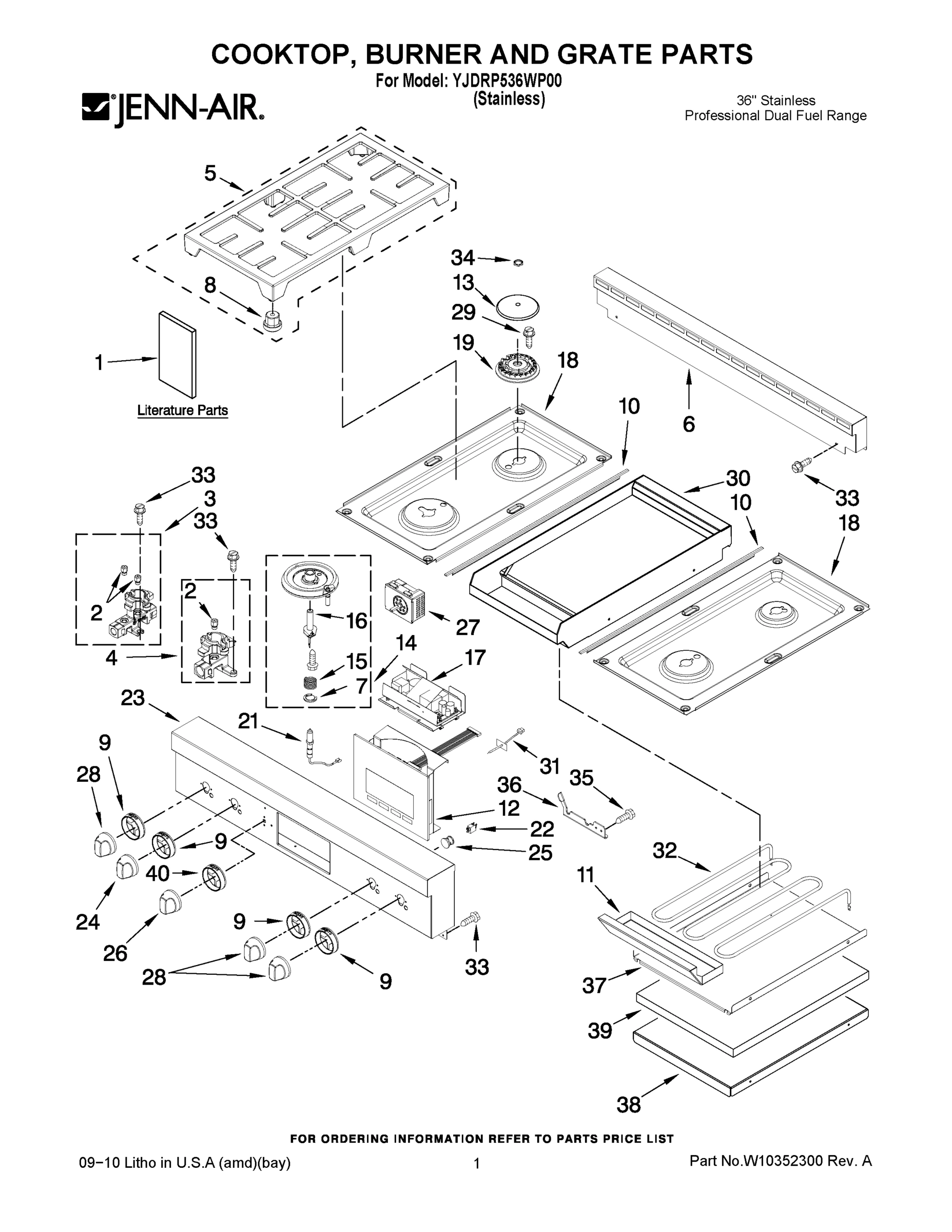 01 - COOKTOP, BURNER AND GRATE PARTS
