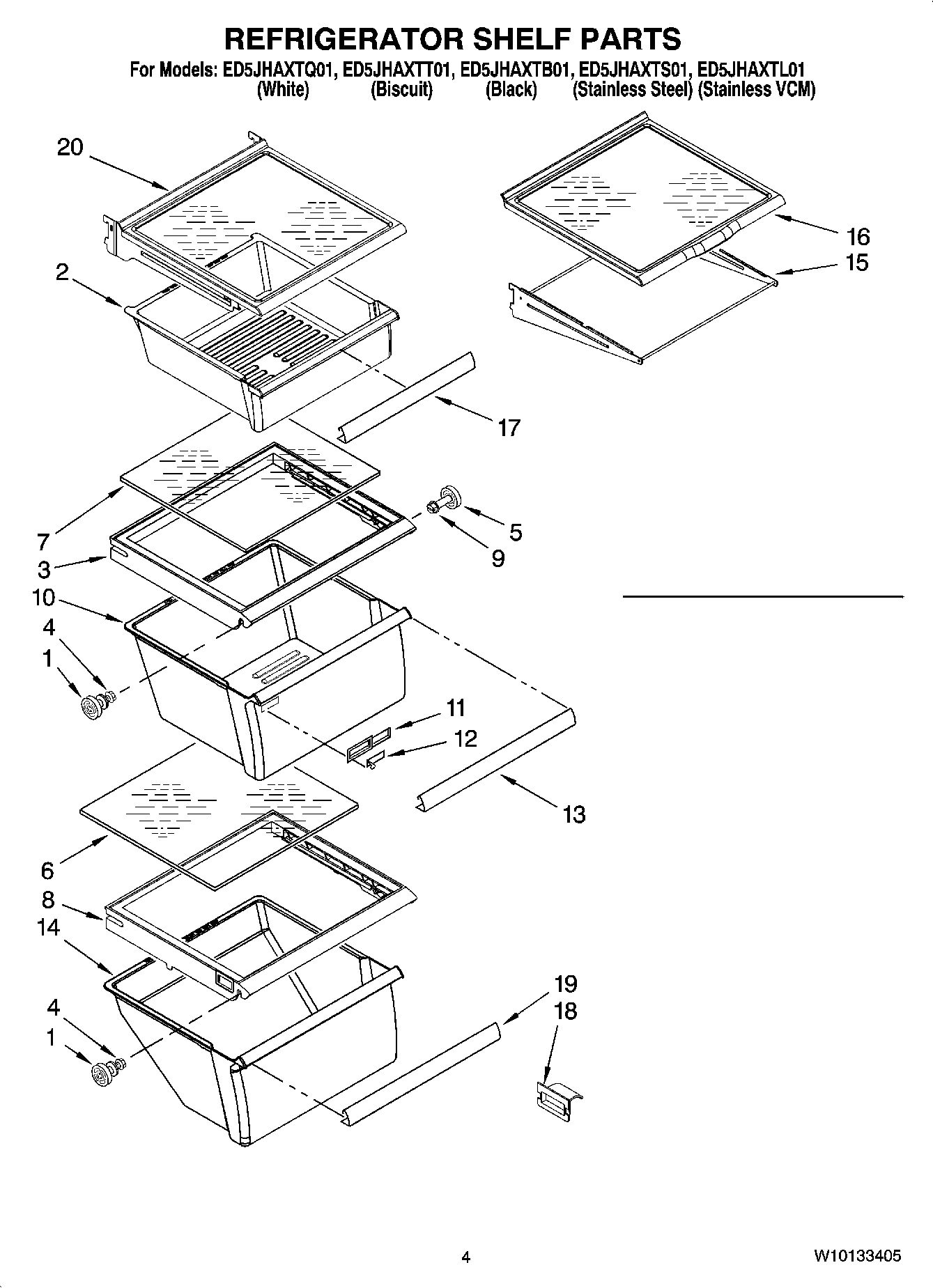 03 - REFRIGERATOR SHELF PARTS