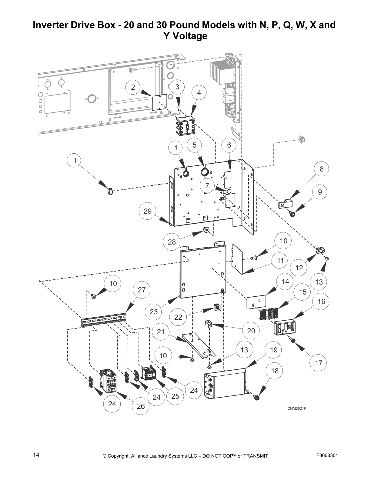 Inverter Drive Box - 20 and 30 Pound Models with N, P, Q, W, X and
Y Voltage