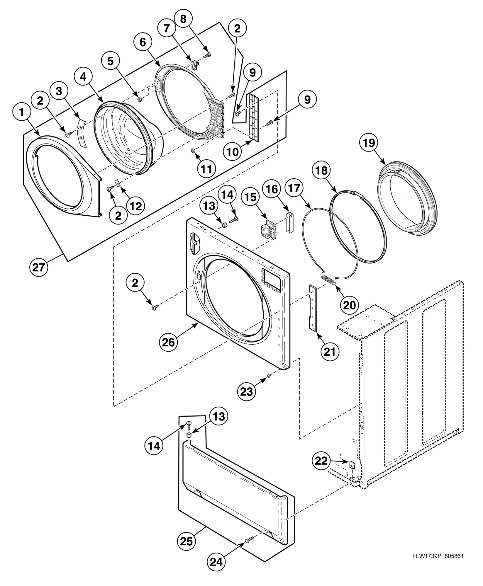 Front Panel, Door Assembly and Door Seal