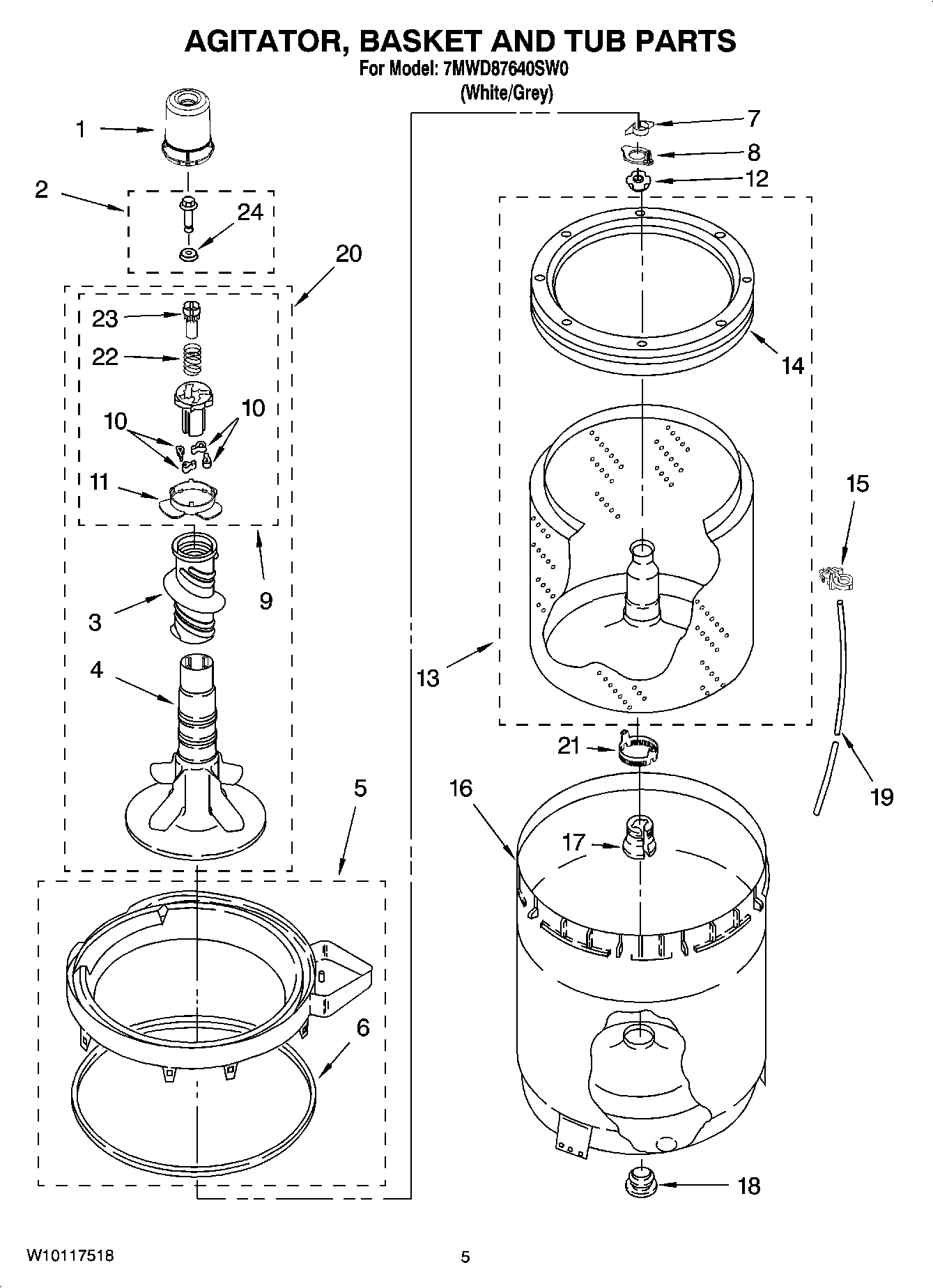 03 - AGITATOR, BASKET AND TUB PARTS