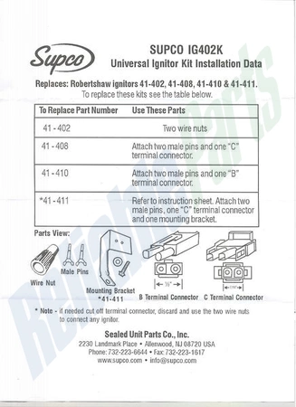 IG402K Supco Flat Hot Surface Igniter Kit - Image 3