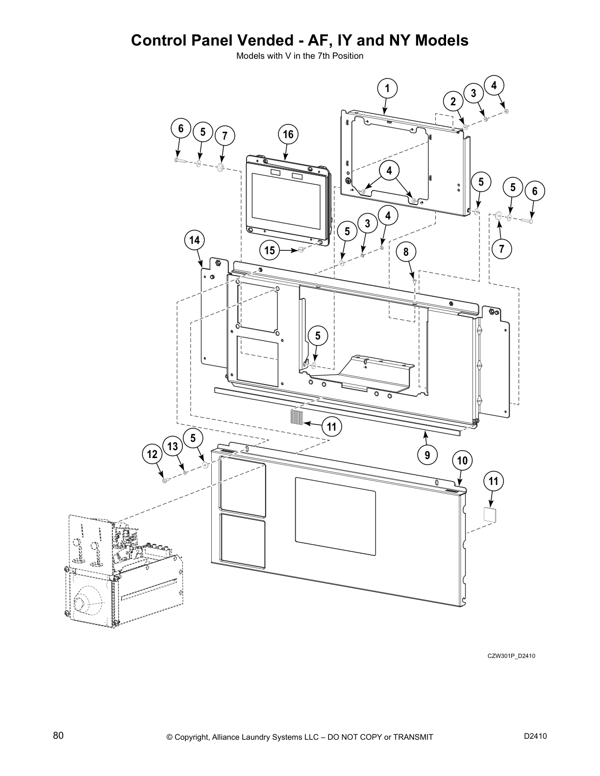 Control Panel Vended - AF, IY and NY Models