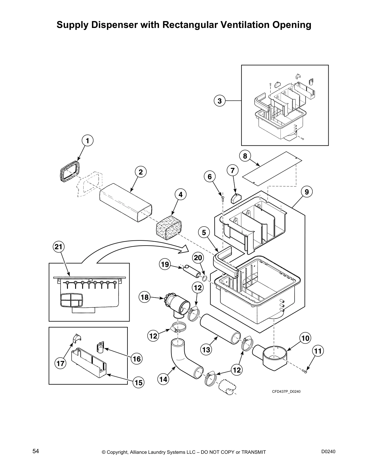 Supply Dispenser with Rectangular Ventilation Opening