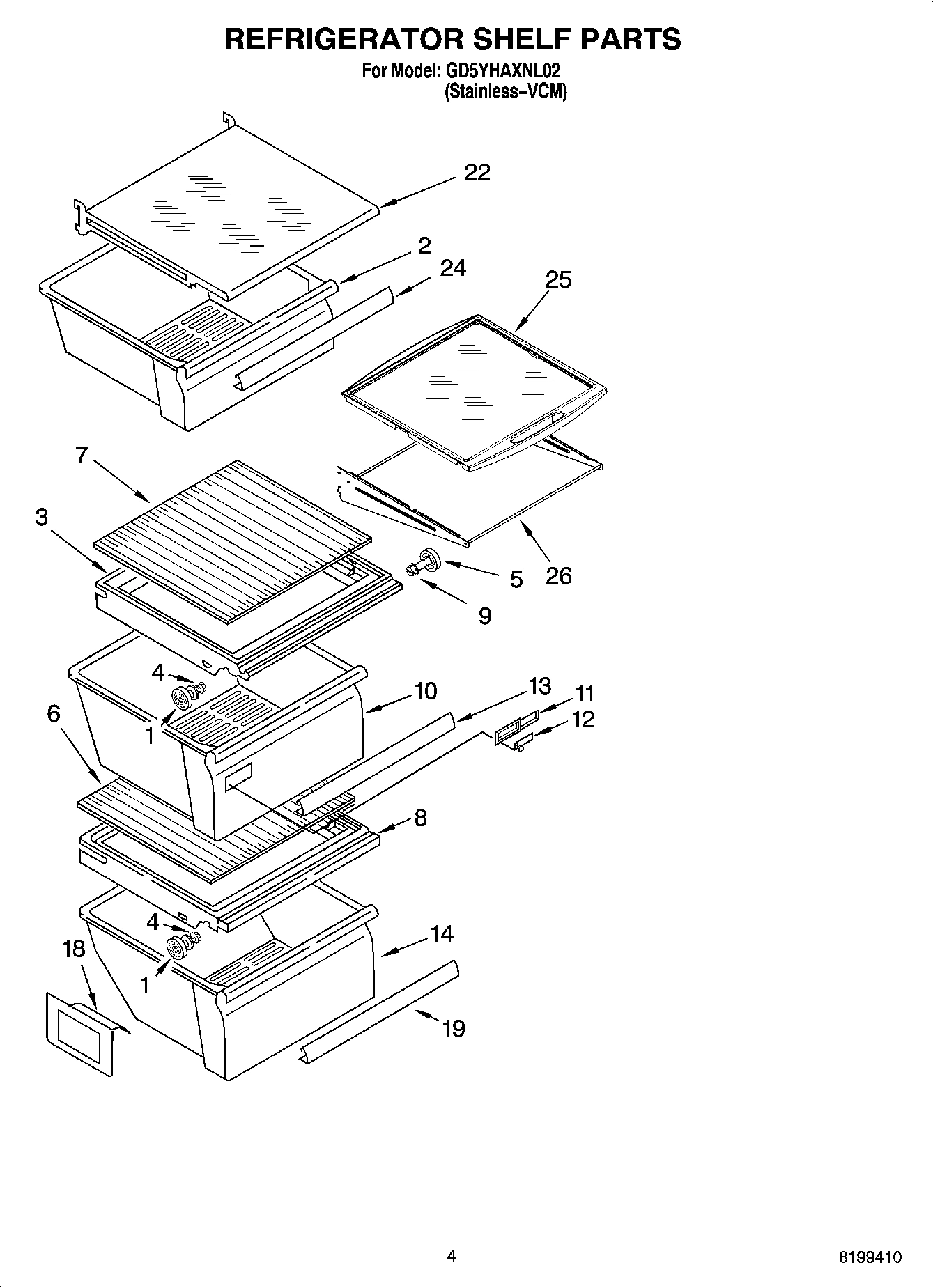 03 - REFRIGERATOR SHELF PARTS