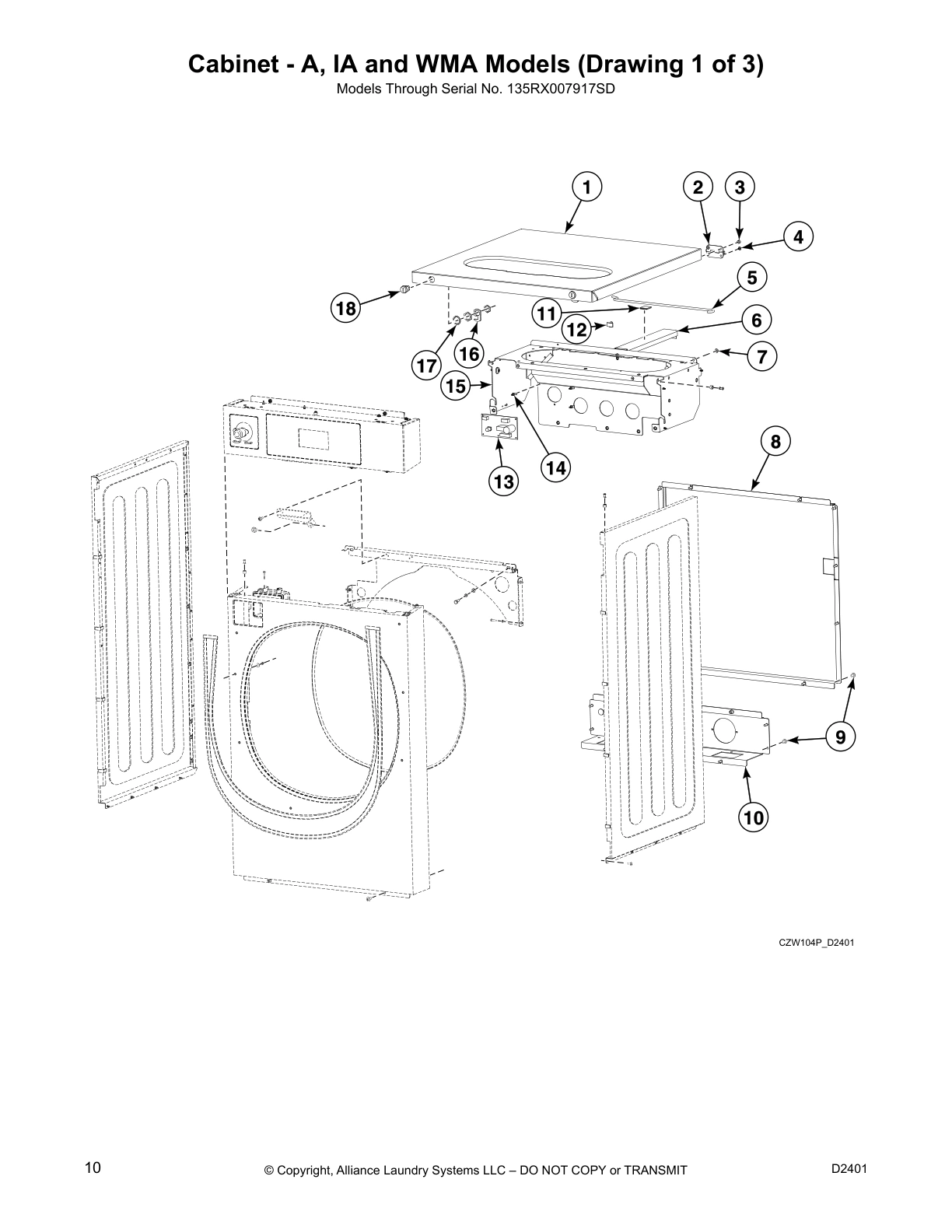 Cabinet - A, IA and WMA Models (Drawing 1 of 3)