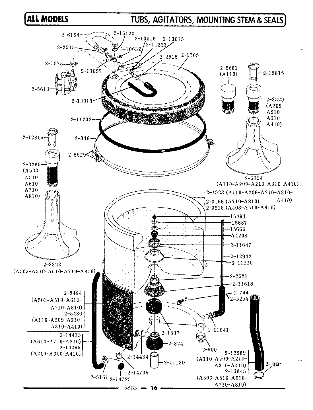 07 - TUB, AGITATOR, MOUNTING STEM & SEAL
