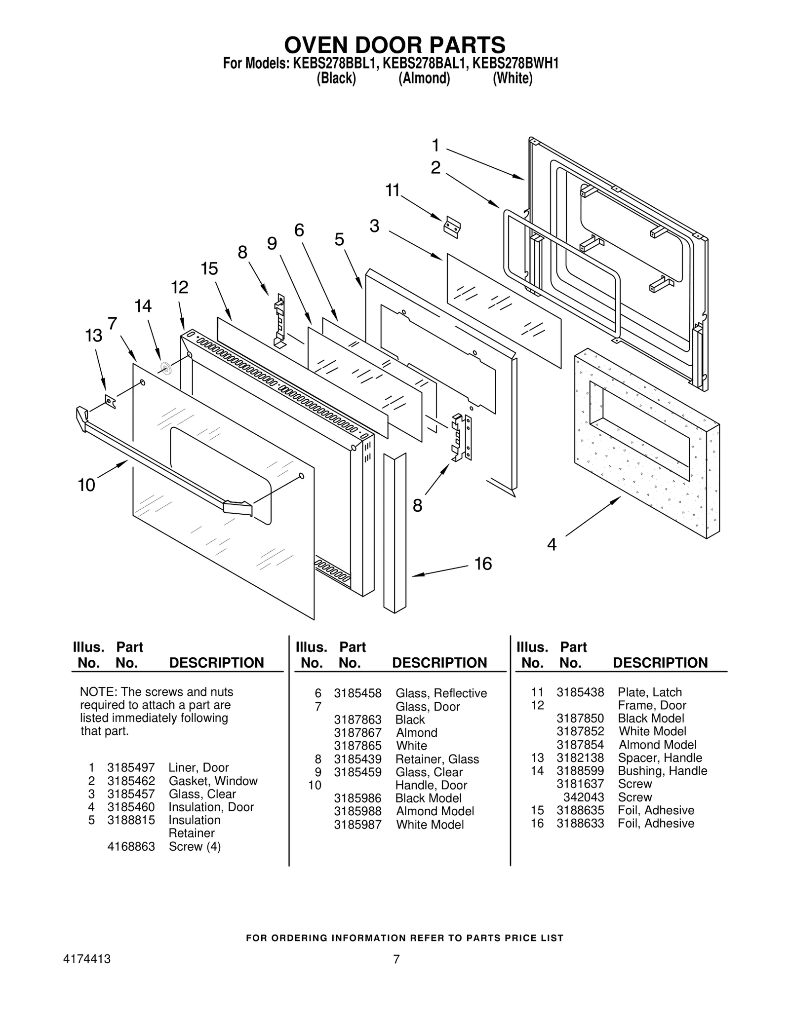 OVEN DOOR PARTS
