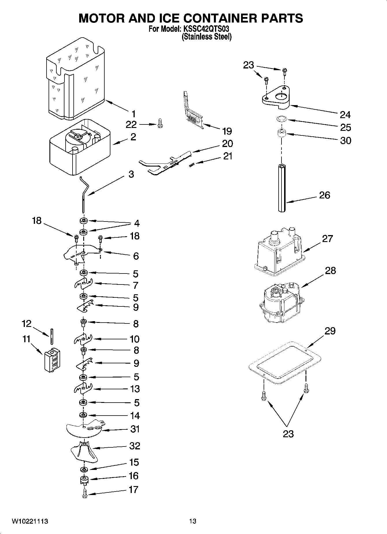 09 - MOTOR AND ICE CONTAINER PARTS