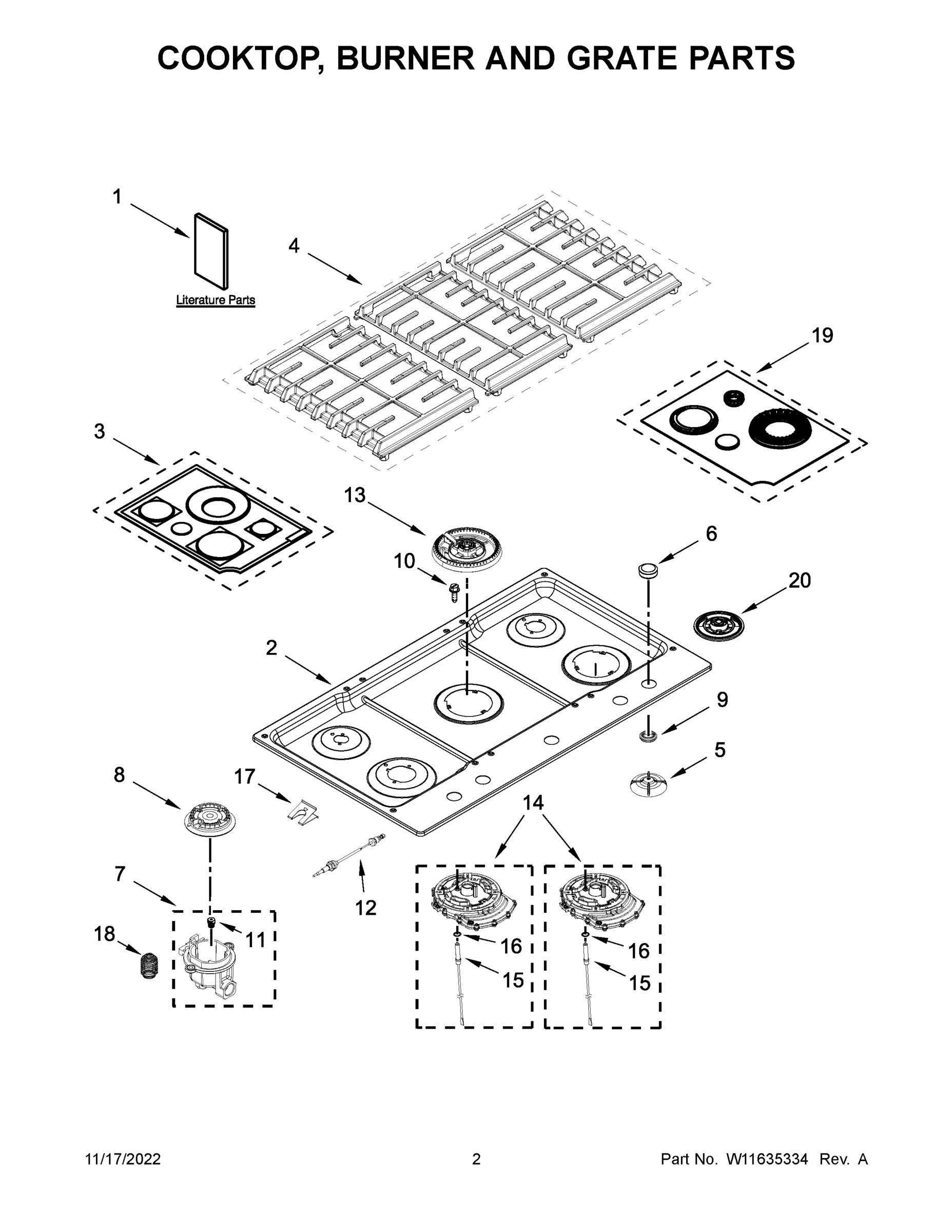 02 - COOKTOP, BURNER AND GRATE PARTS