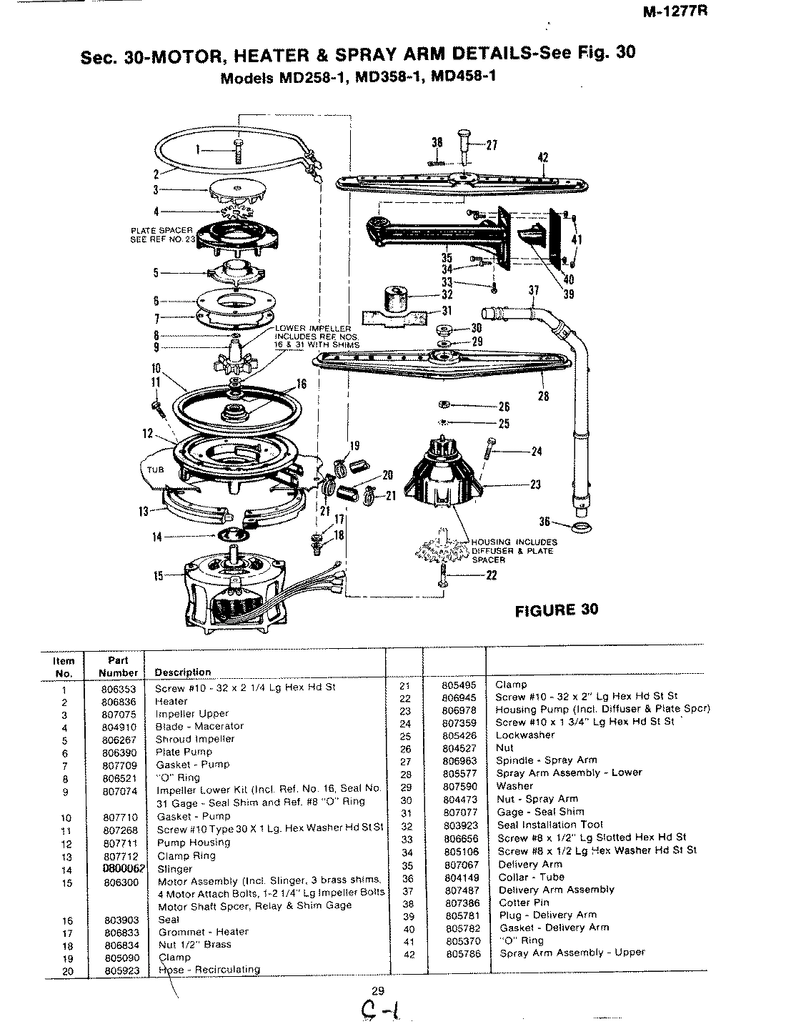 05 - MOTOR, HEATER & SPRAY ARM (MD358-1)