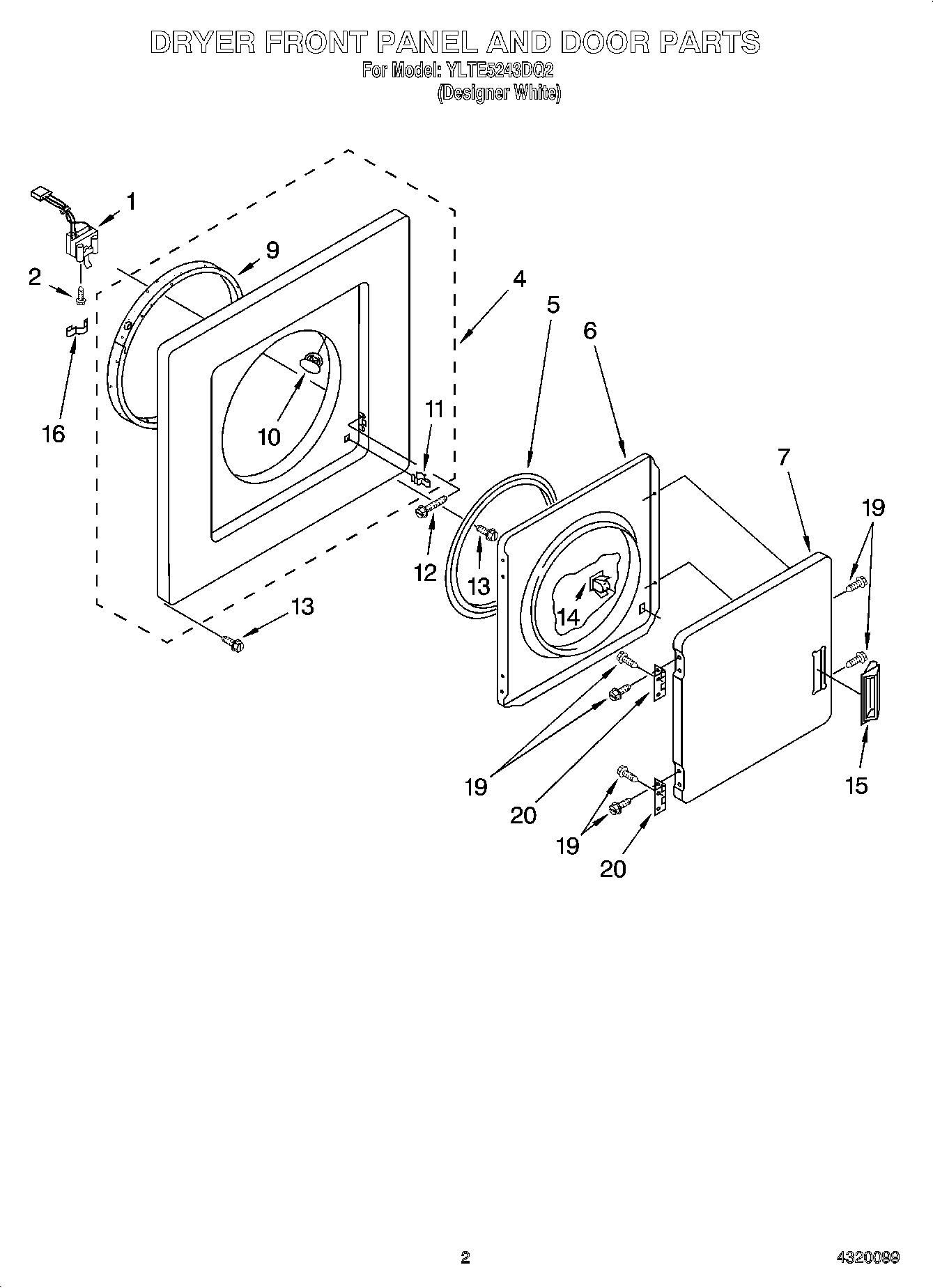 02 - DRYER FRONT PANEL AND DOOR PARTS