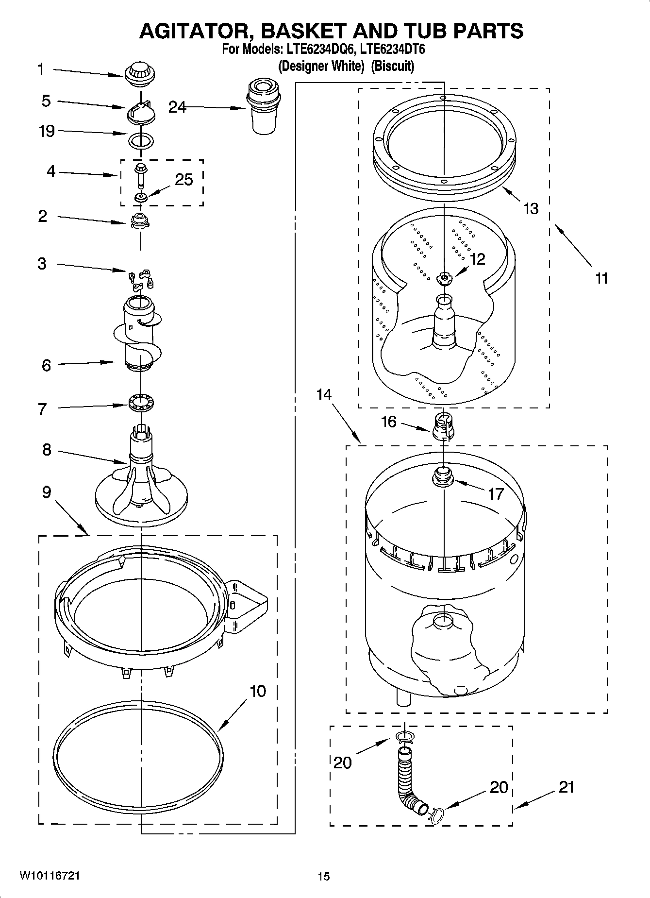 10 - AGITATOR, BASKET AND TUB PARTS