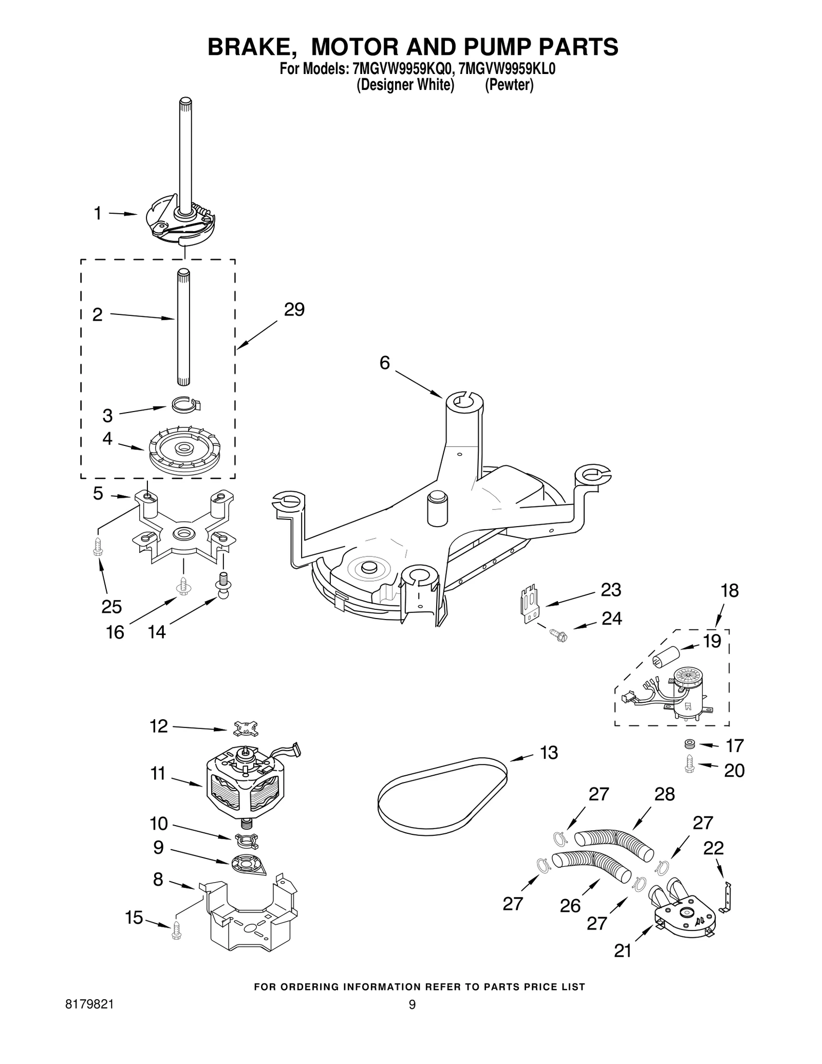 BRAKE, MOTOR AND PUMP PARTS