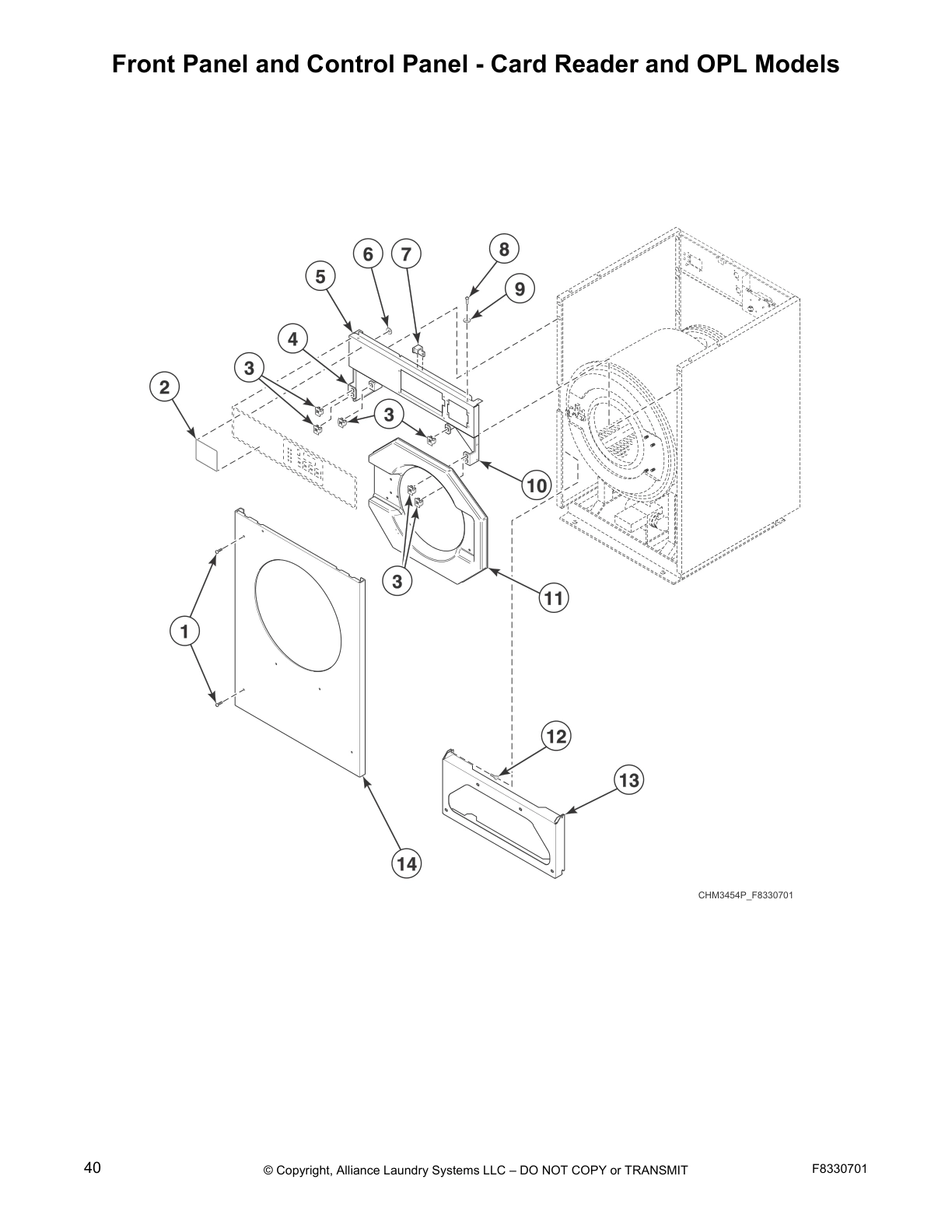 Front Panel and Control Panel - Card Reader and OPL Models
