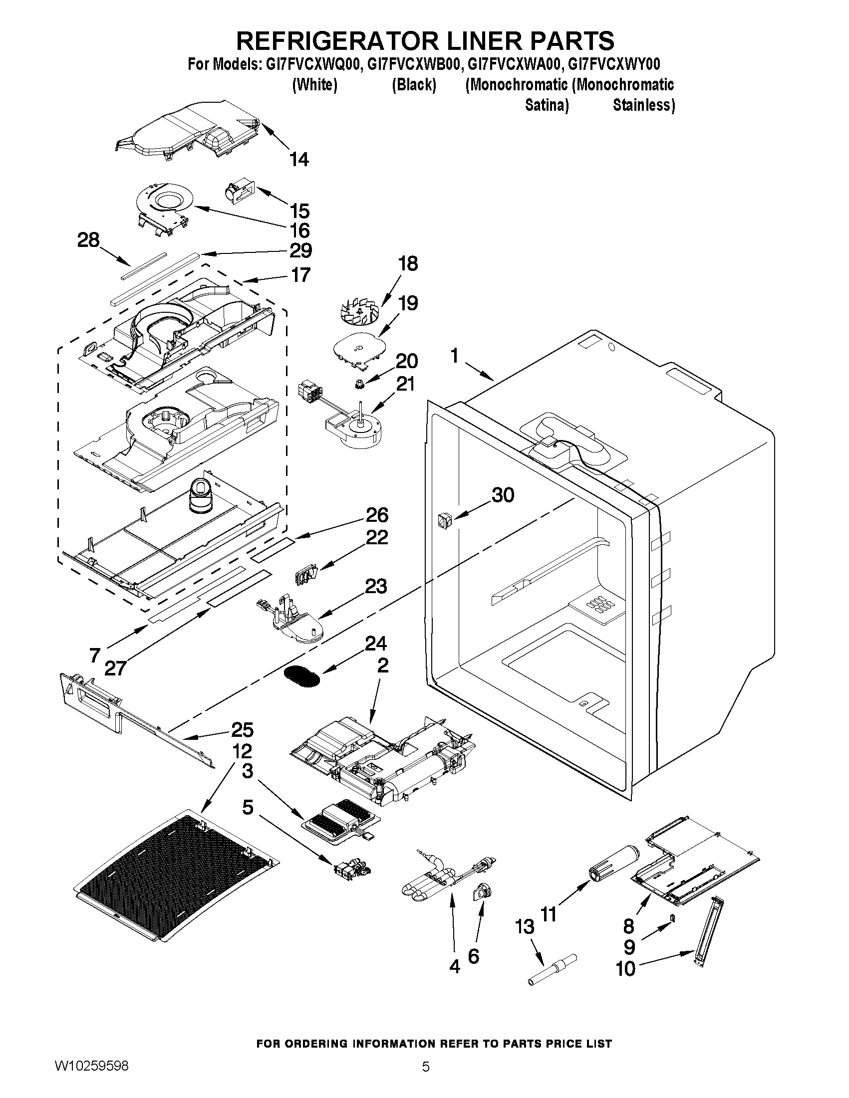 03 - REFRIGERATOR LINER PARTS