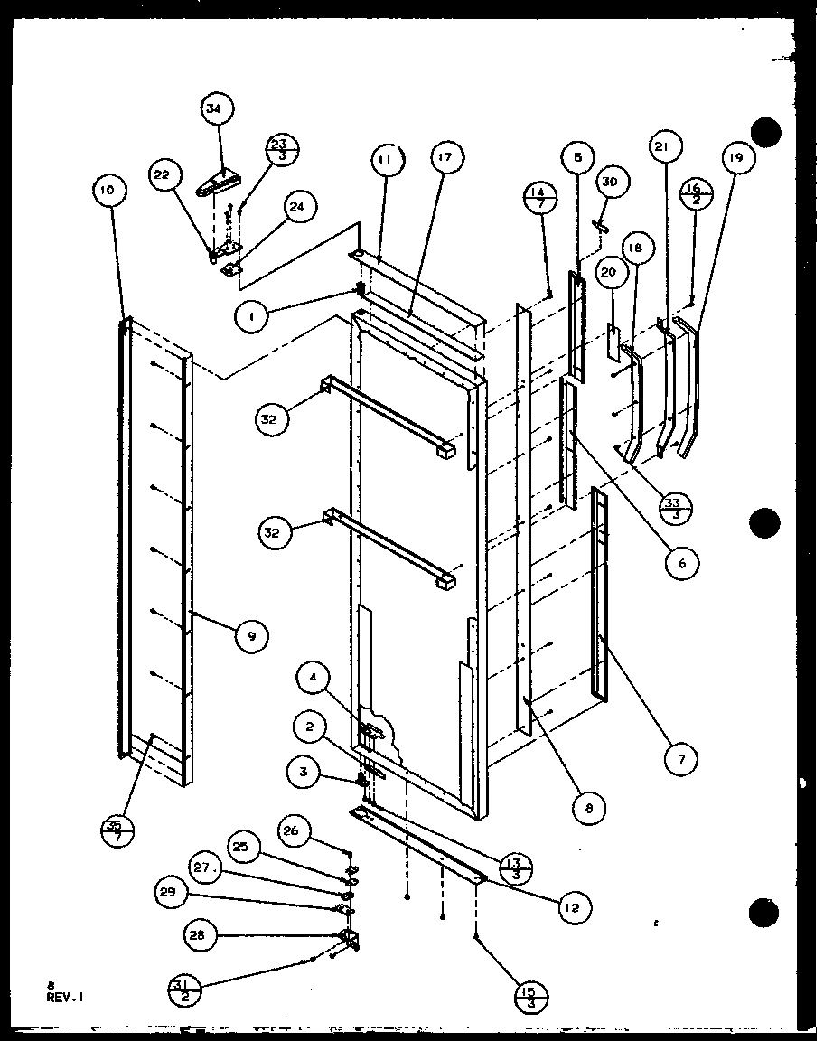 08 - REF DOOR HINGE AND TRIM PARTS