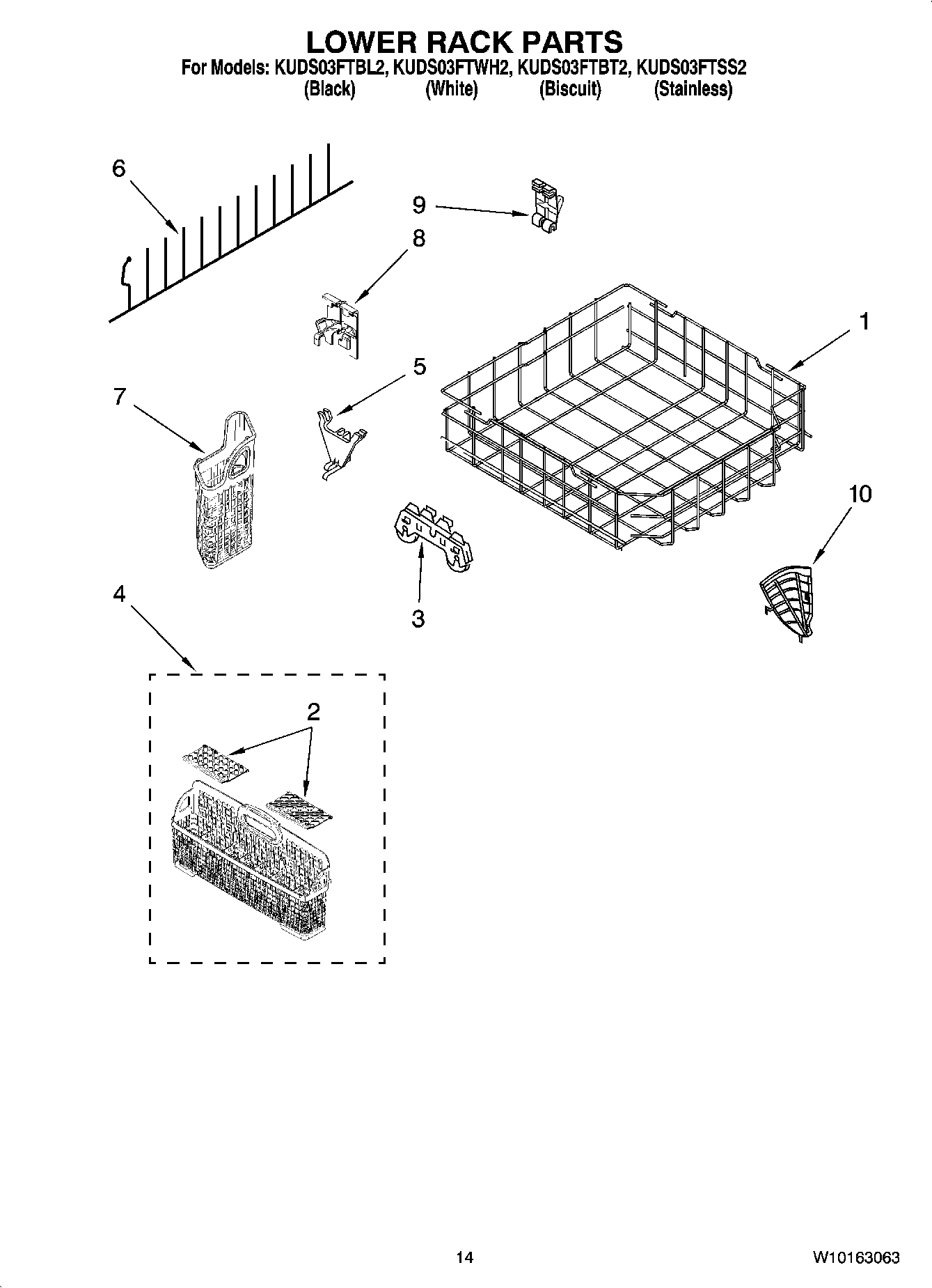 11 - LOWER RACK PARTS, OPTIONAL PARTS (NOT INCLUDED)