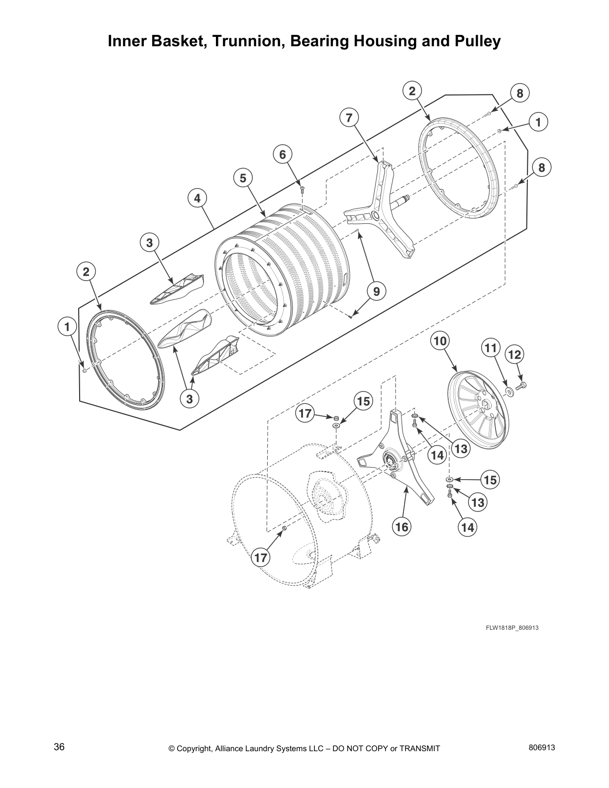 Inner Basket, Trunnion, Bearing Housing and Pulley