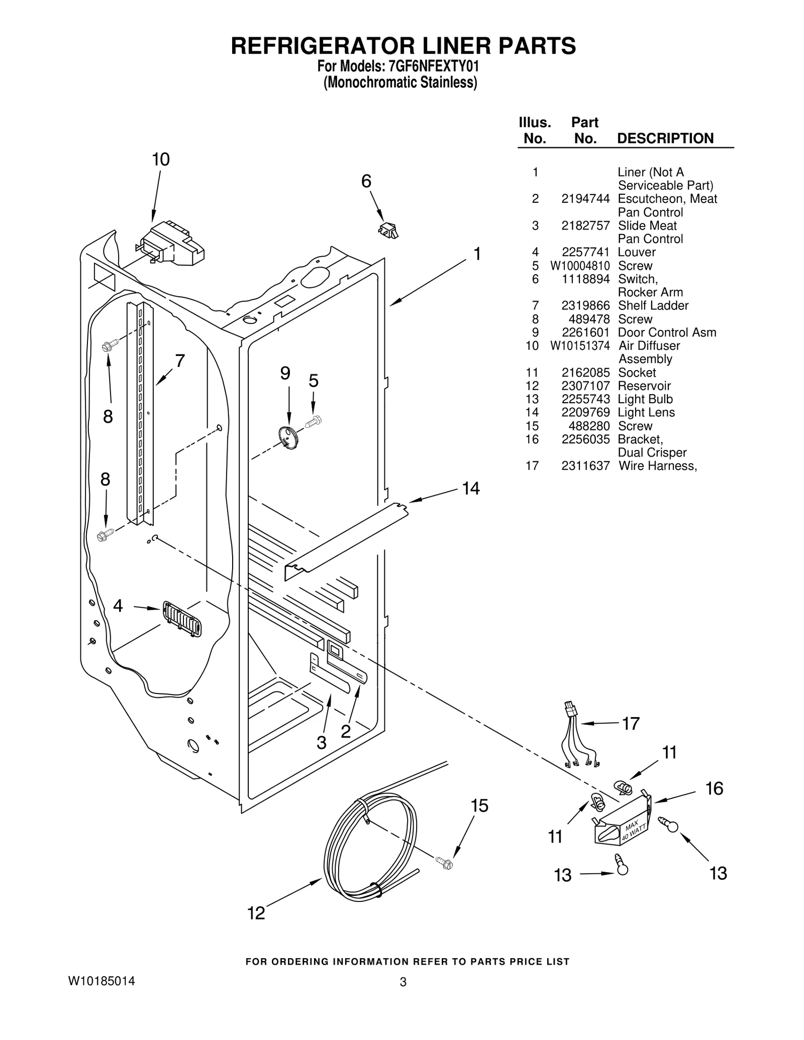 REFRIGERATOR LINER PARTS