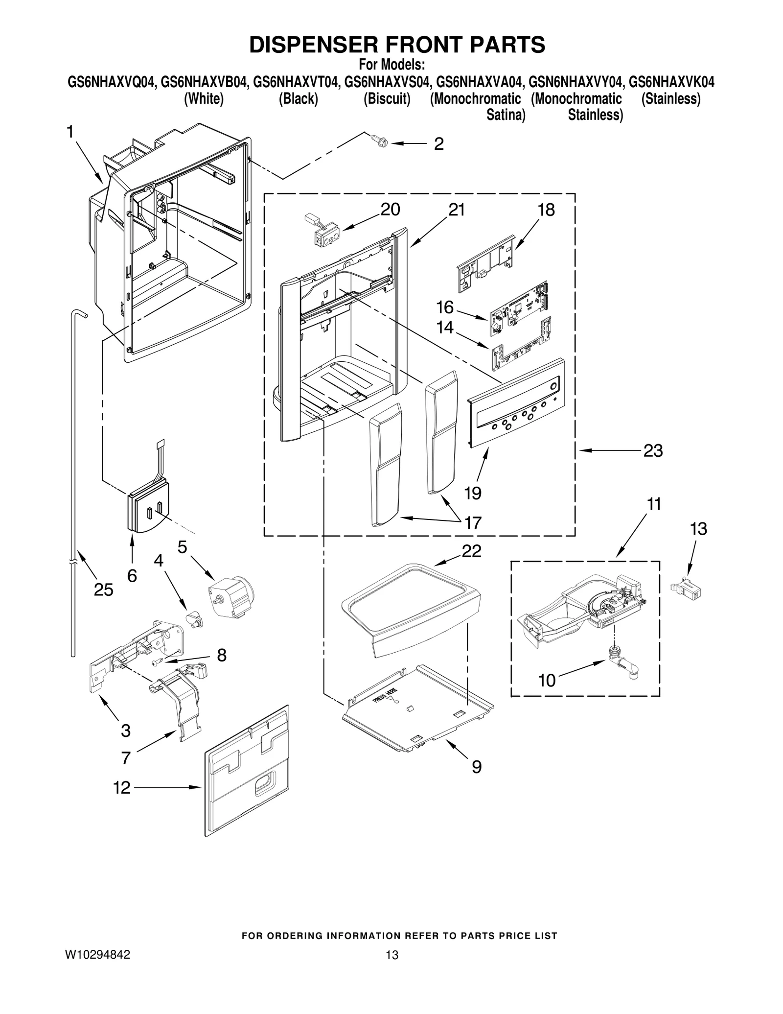 DISPENSER FRONT PARTS
