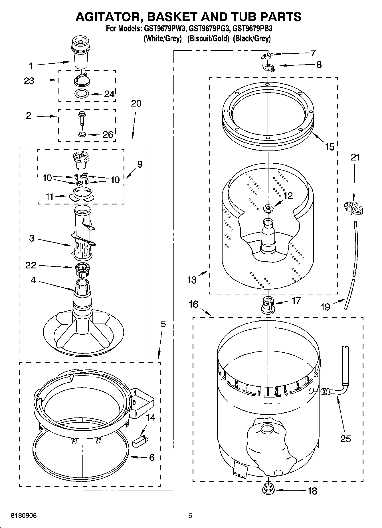 03 - AGITATOR, BASKET AND TUB PARTS