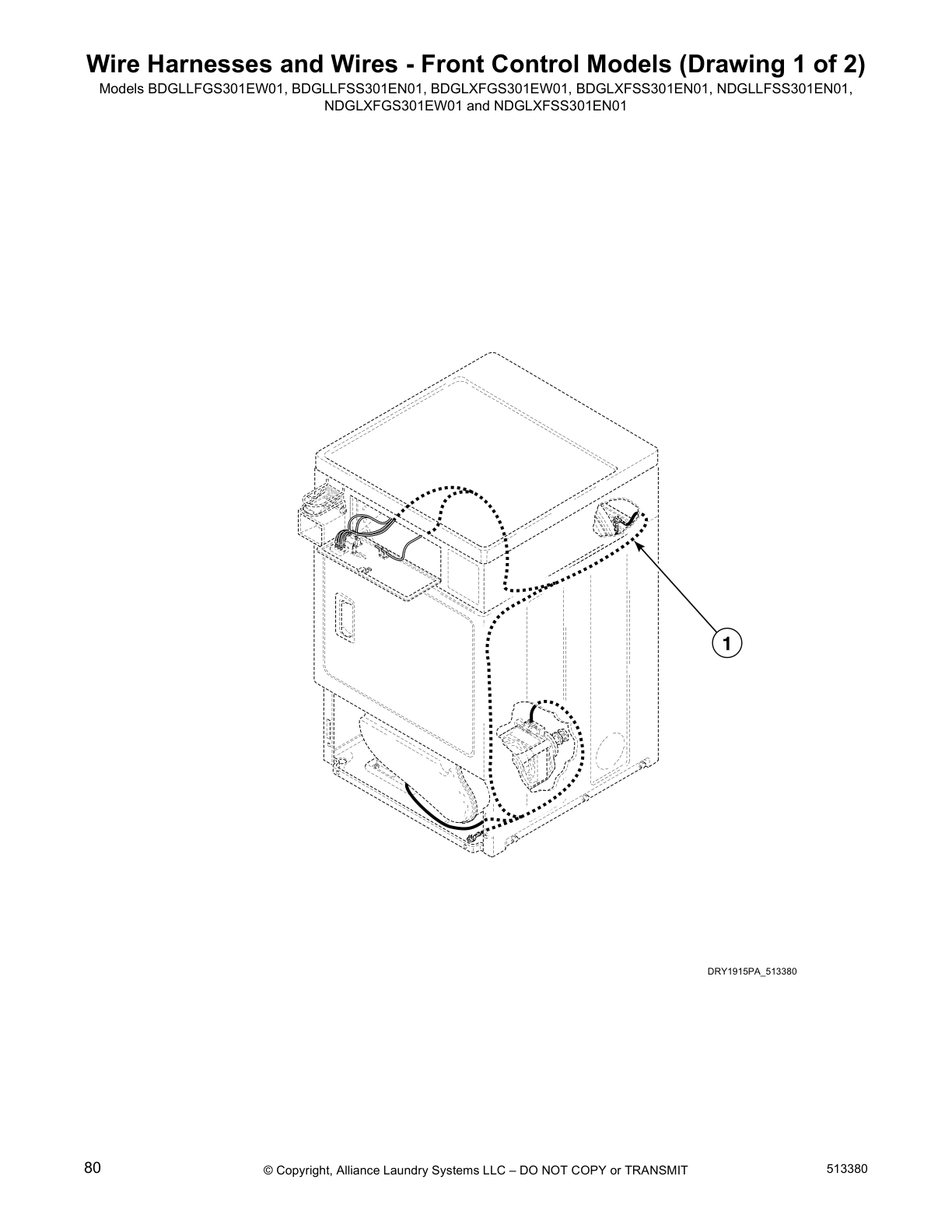 Wire Harnesses and Wires - Front Control Models (Drawing 1 of 2)
