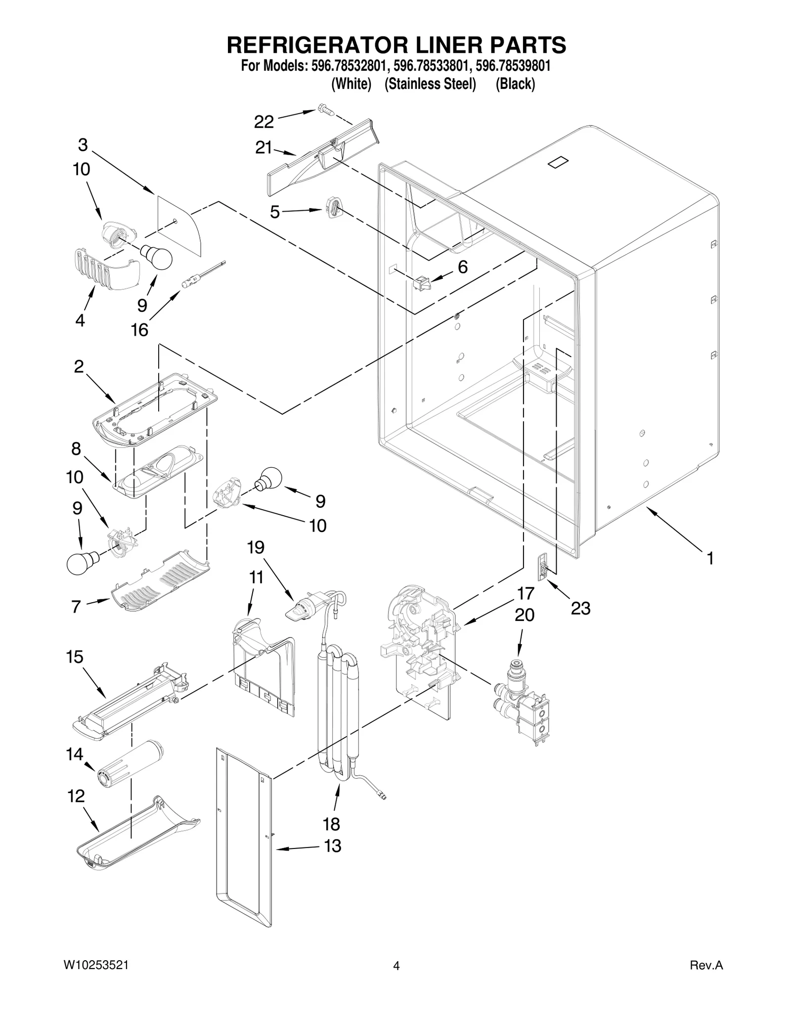 REFRIGERATOR LINER PARTS