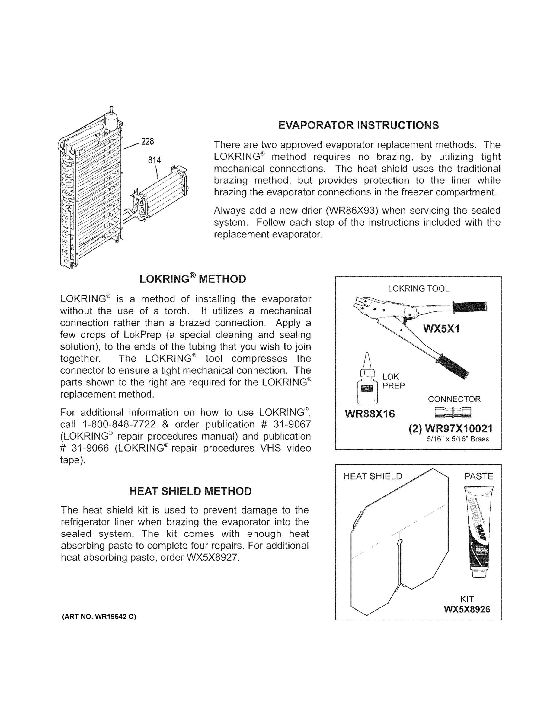 EVAPORATOR INSTRUCTIONS