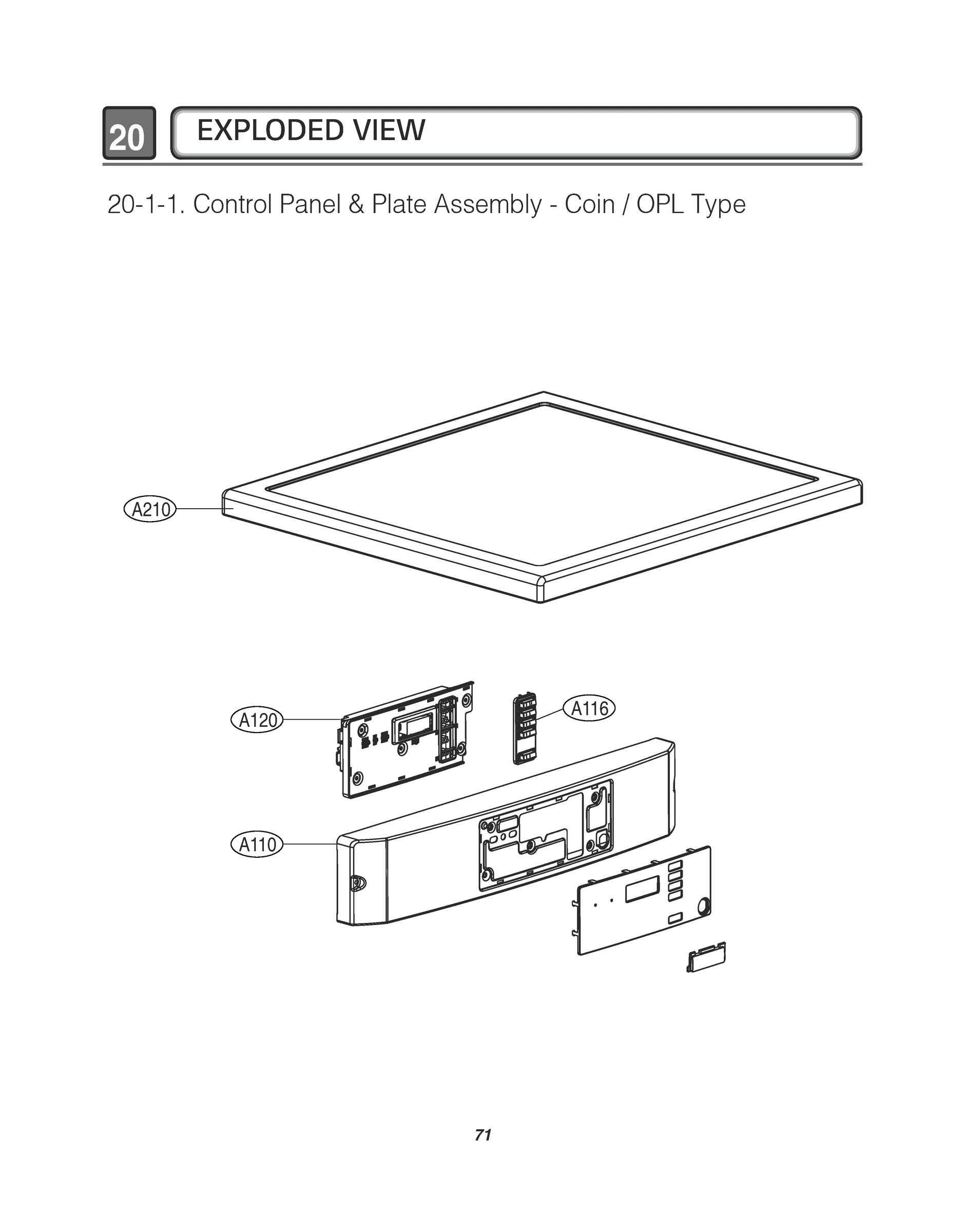 CONTROL PANEL & PLATE ASSEMBLY COIN / OPL TYPE