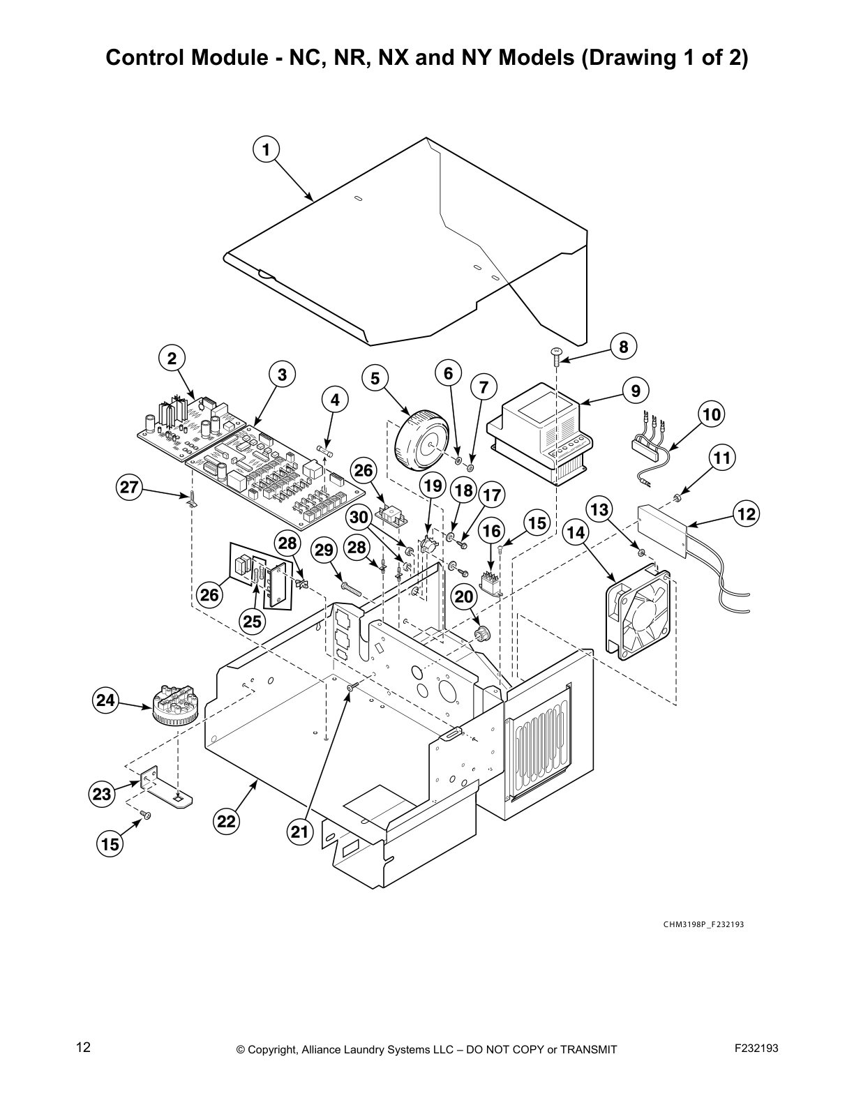 Control Module - NC, NR, NX and NY Models (Drawing 1 of 2)