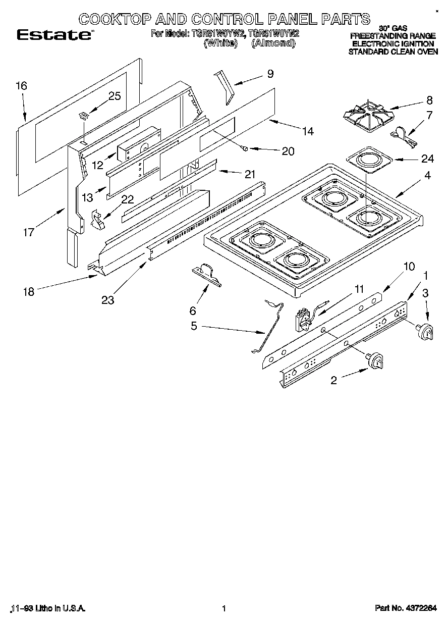 01 - COOKTOP AND CONTROL PANEL, LITERATURE